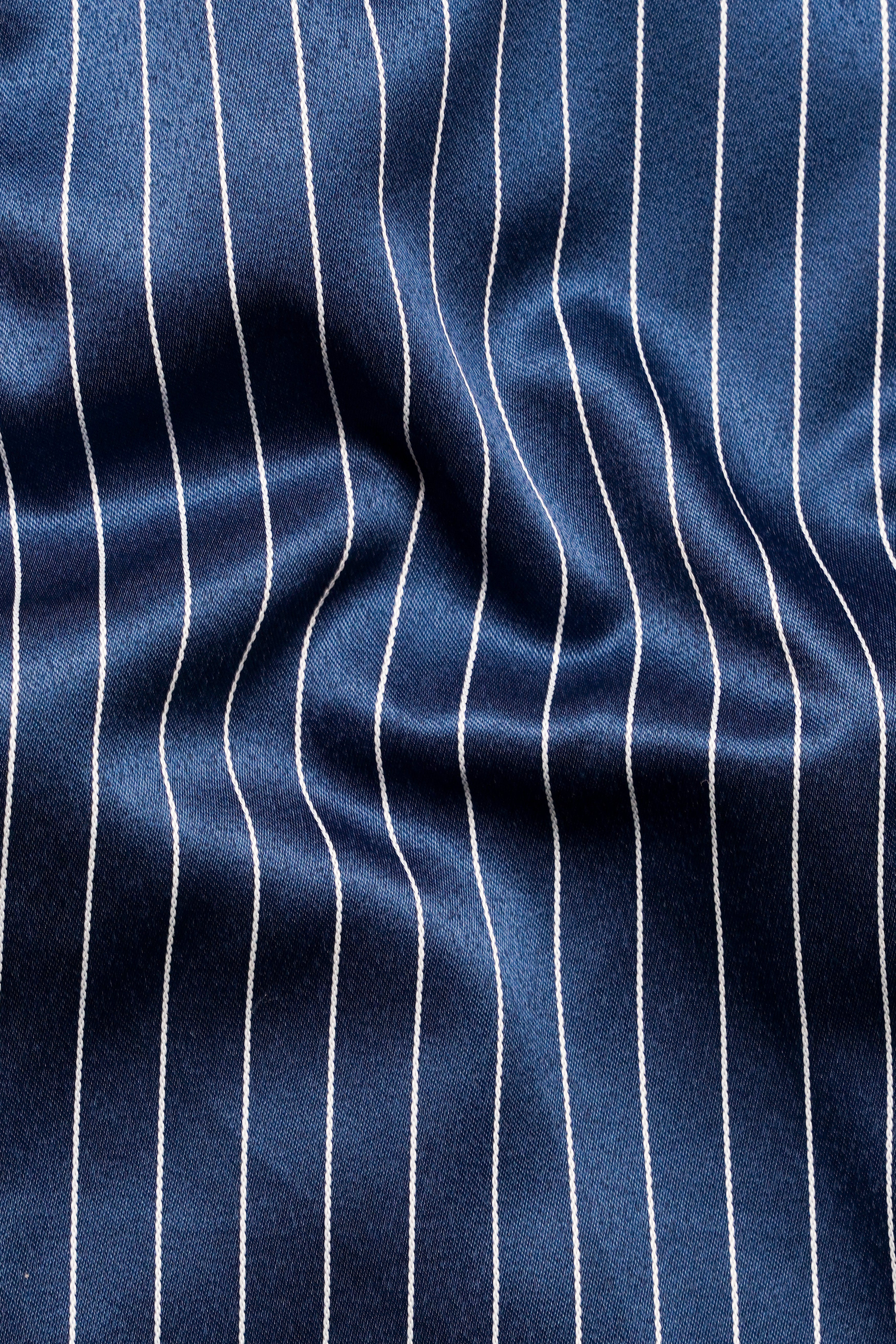 Cinder Blue and White Striped Wool Rich Suit