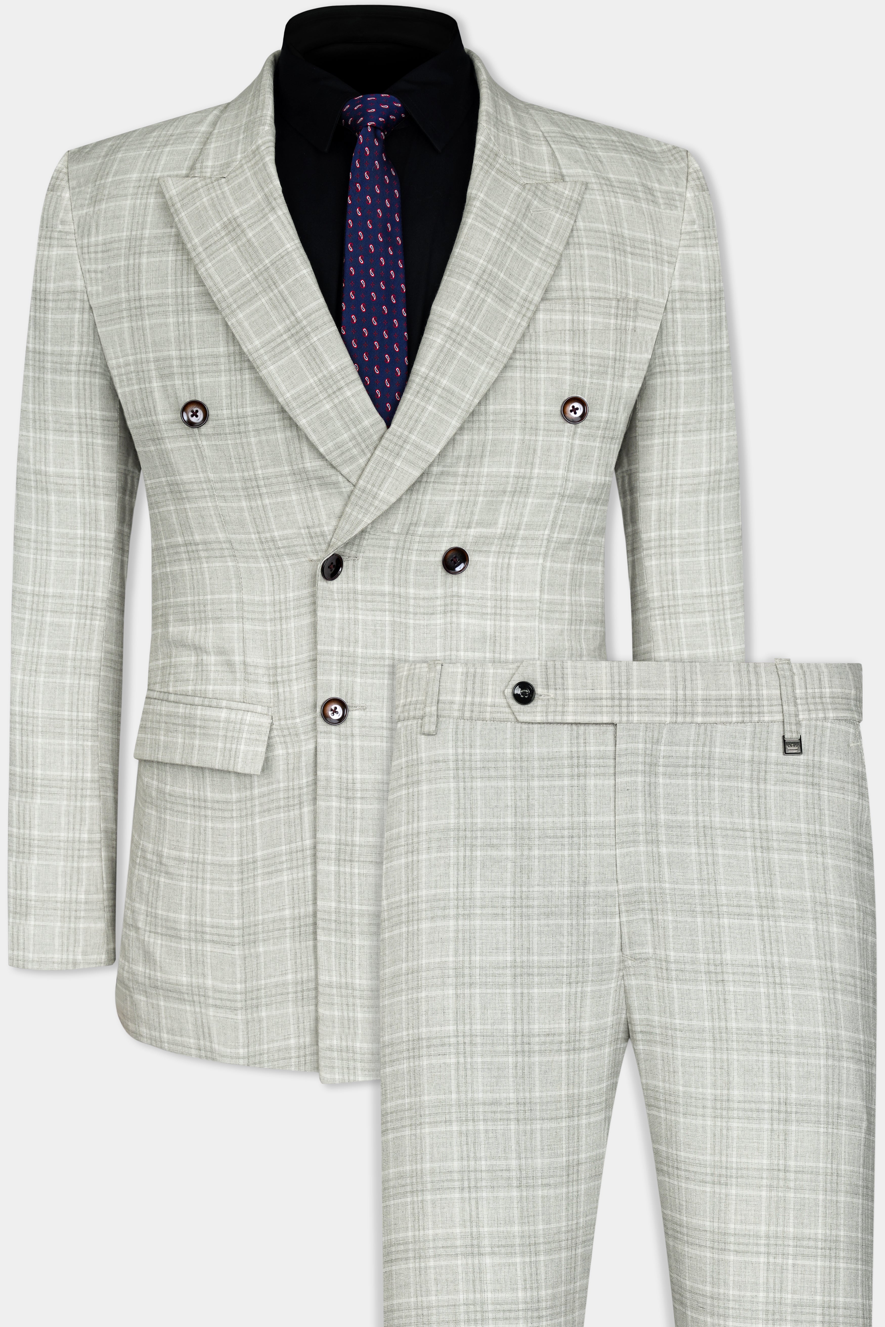 Grey checkered on sale double breasted suit