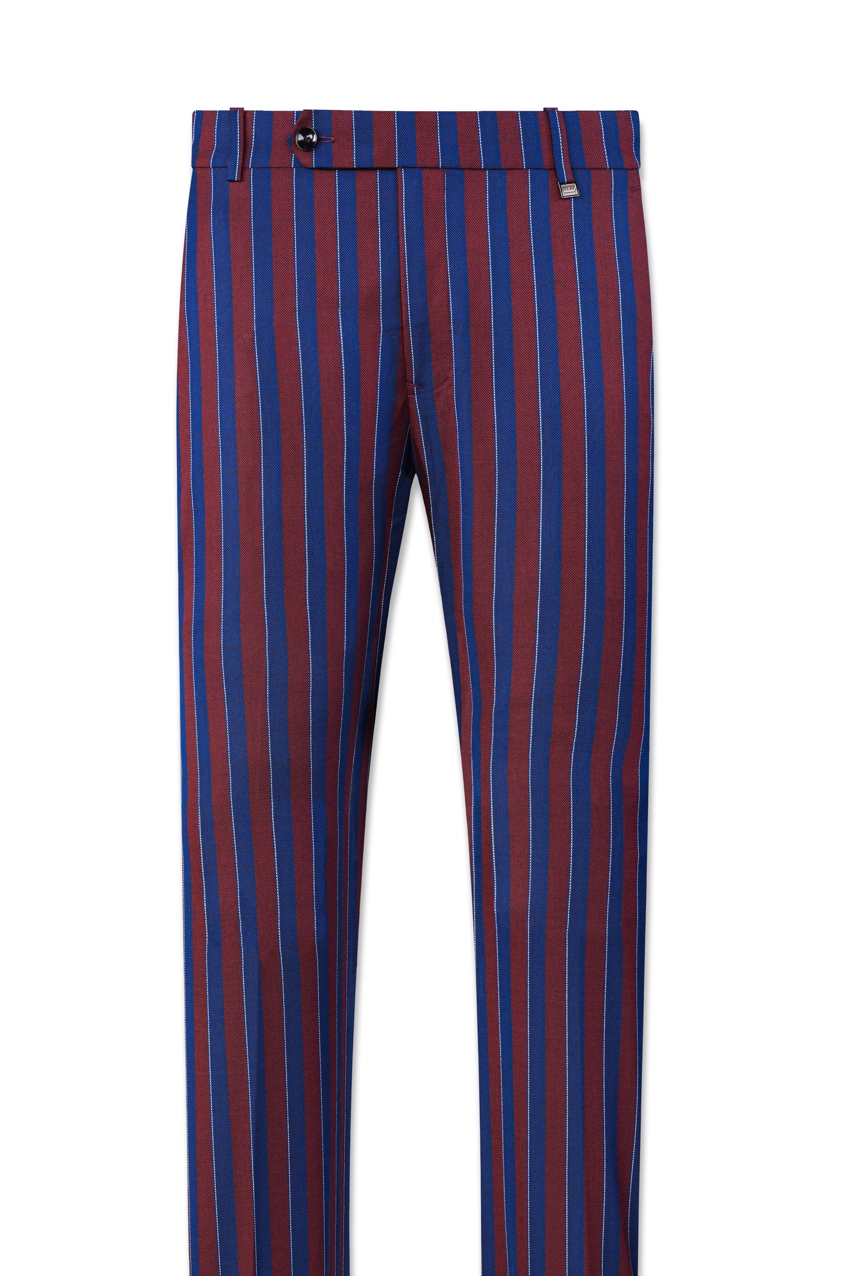 Espresso Red and Downriver Blue Striped Wool Rich Suit