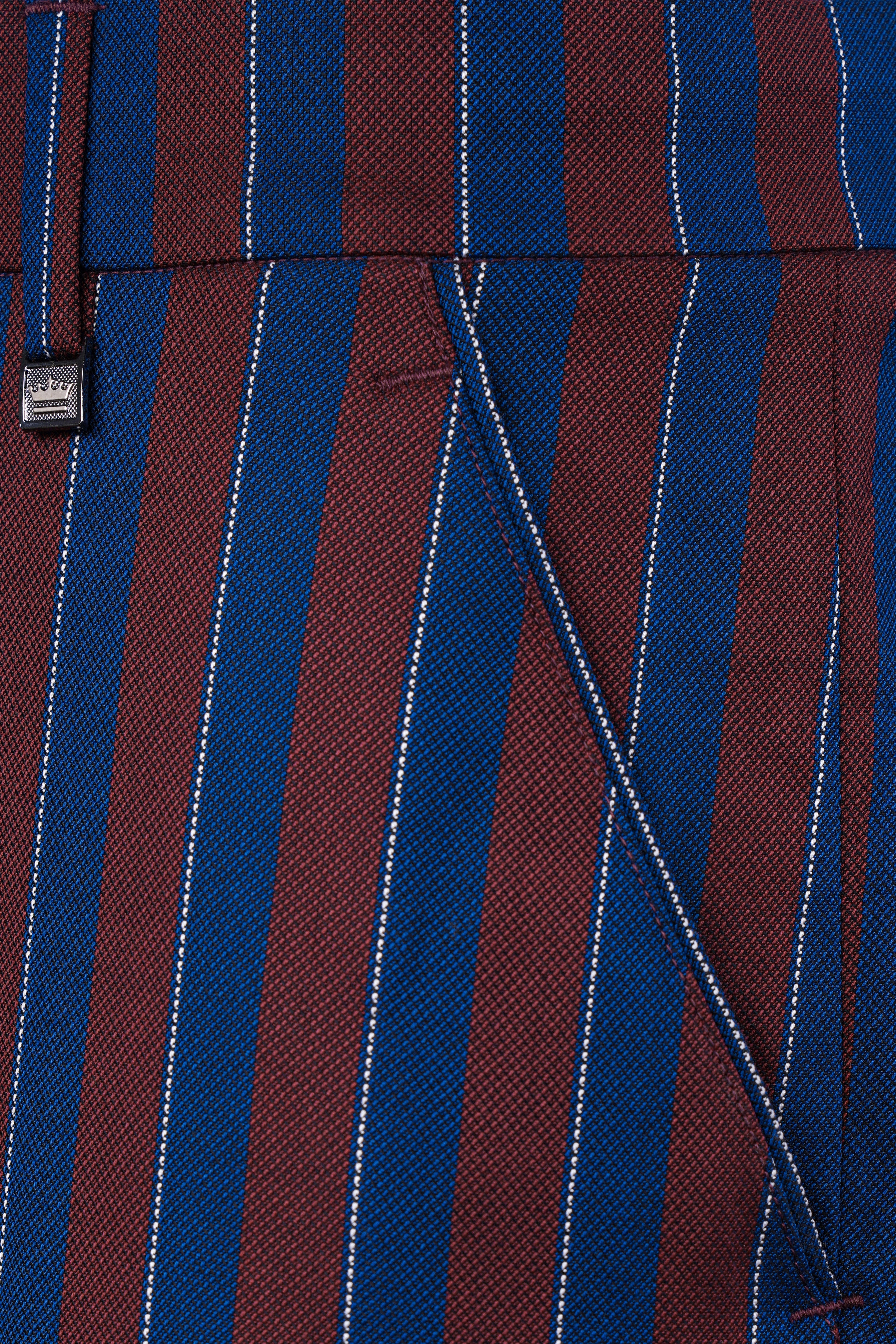 Espresso Red and Downriver Blue Striped Wool Rich Suit