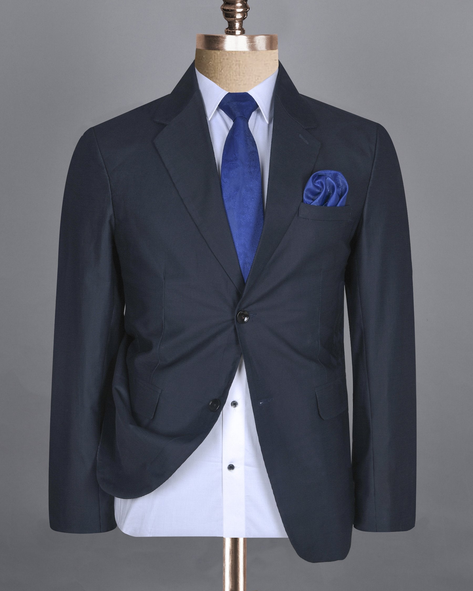 Navy Subtle Pinstriped Premium Cotton Sport Suit