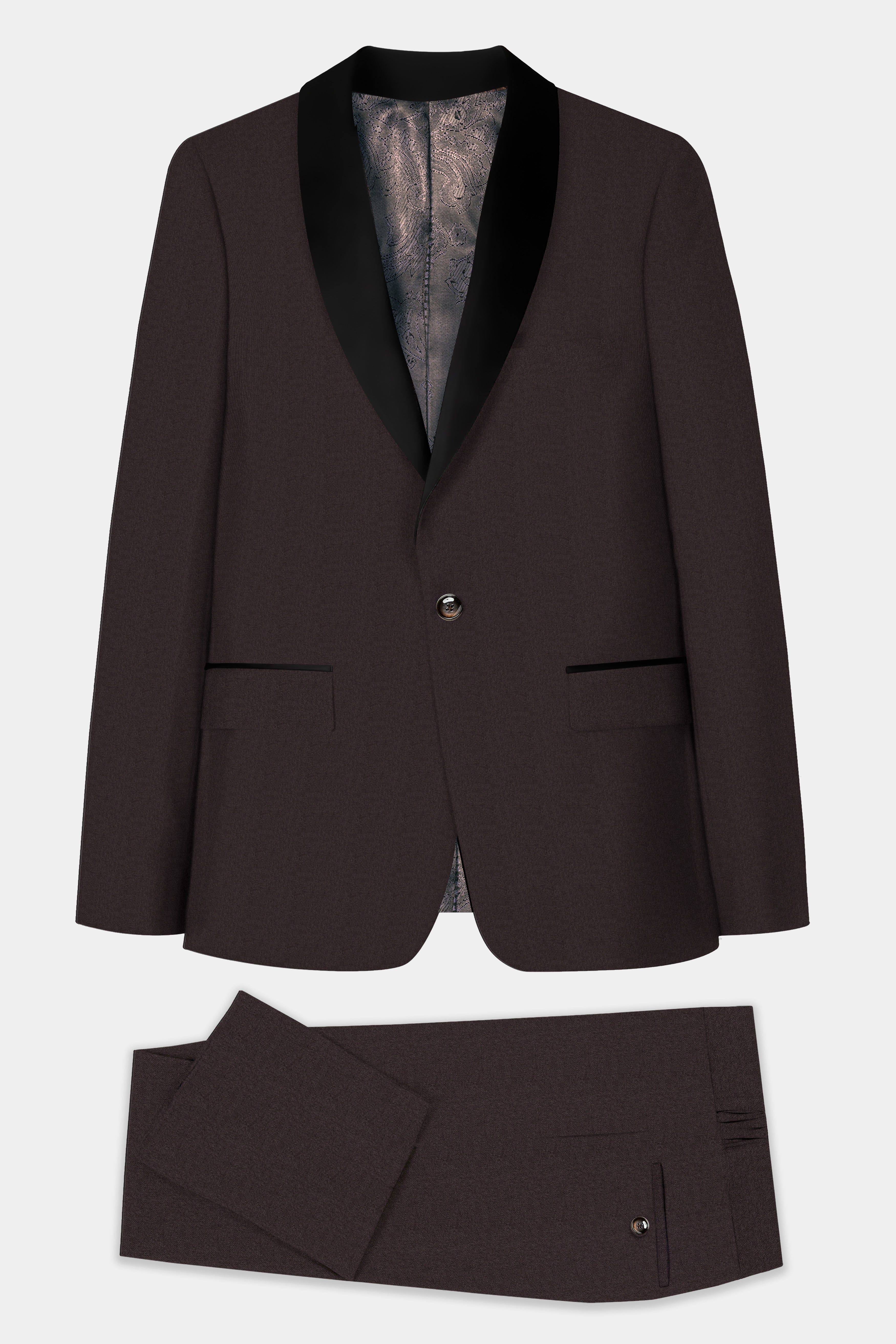 Birch Brown Wool Rich Tuxedo Suit