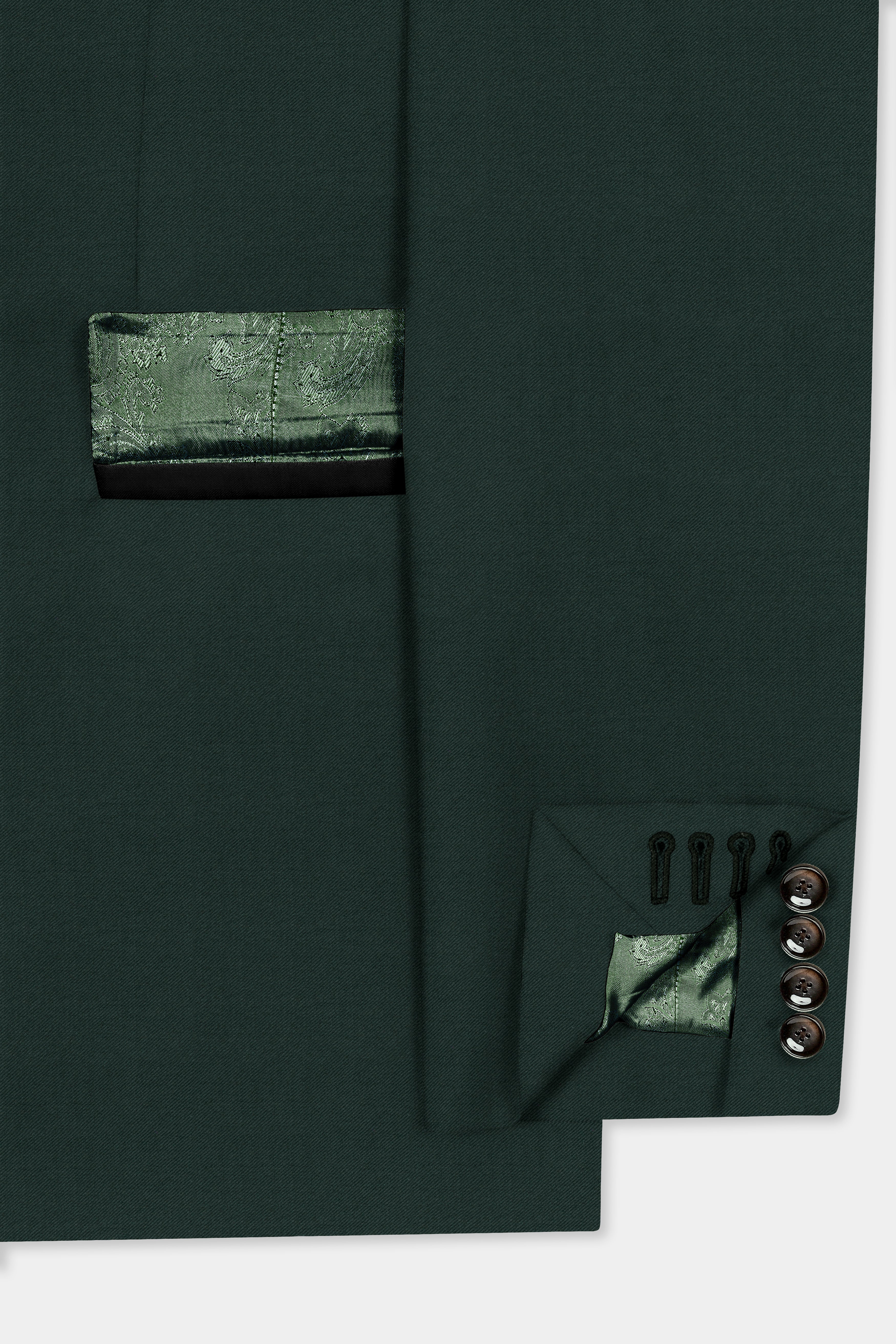 Celtic Green Wool Rich Peak Collar Tuxedo Suit