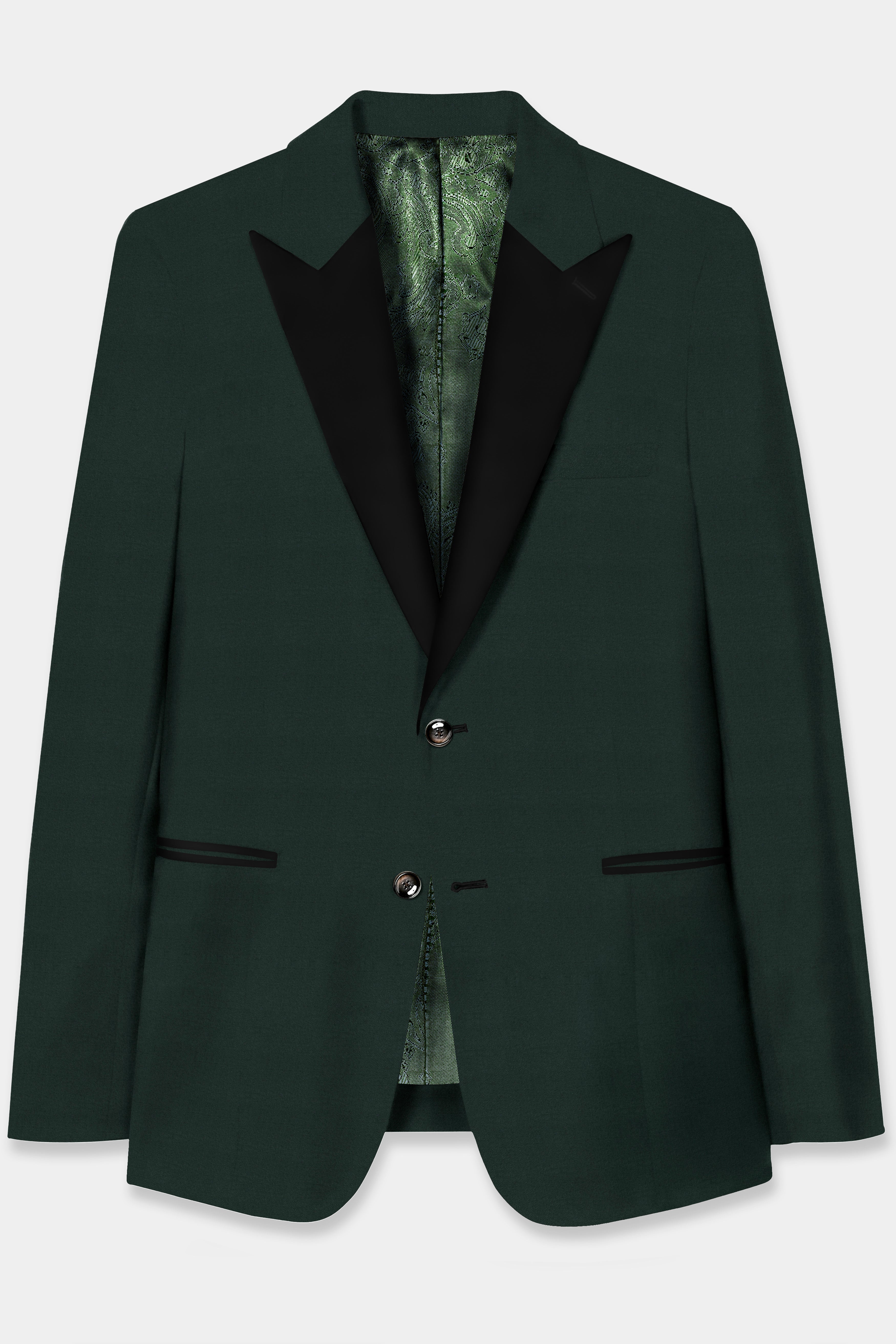 Celtic Green Wool Rich Peak Collar Tuxedo Suit