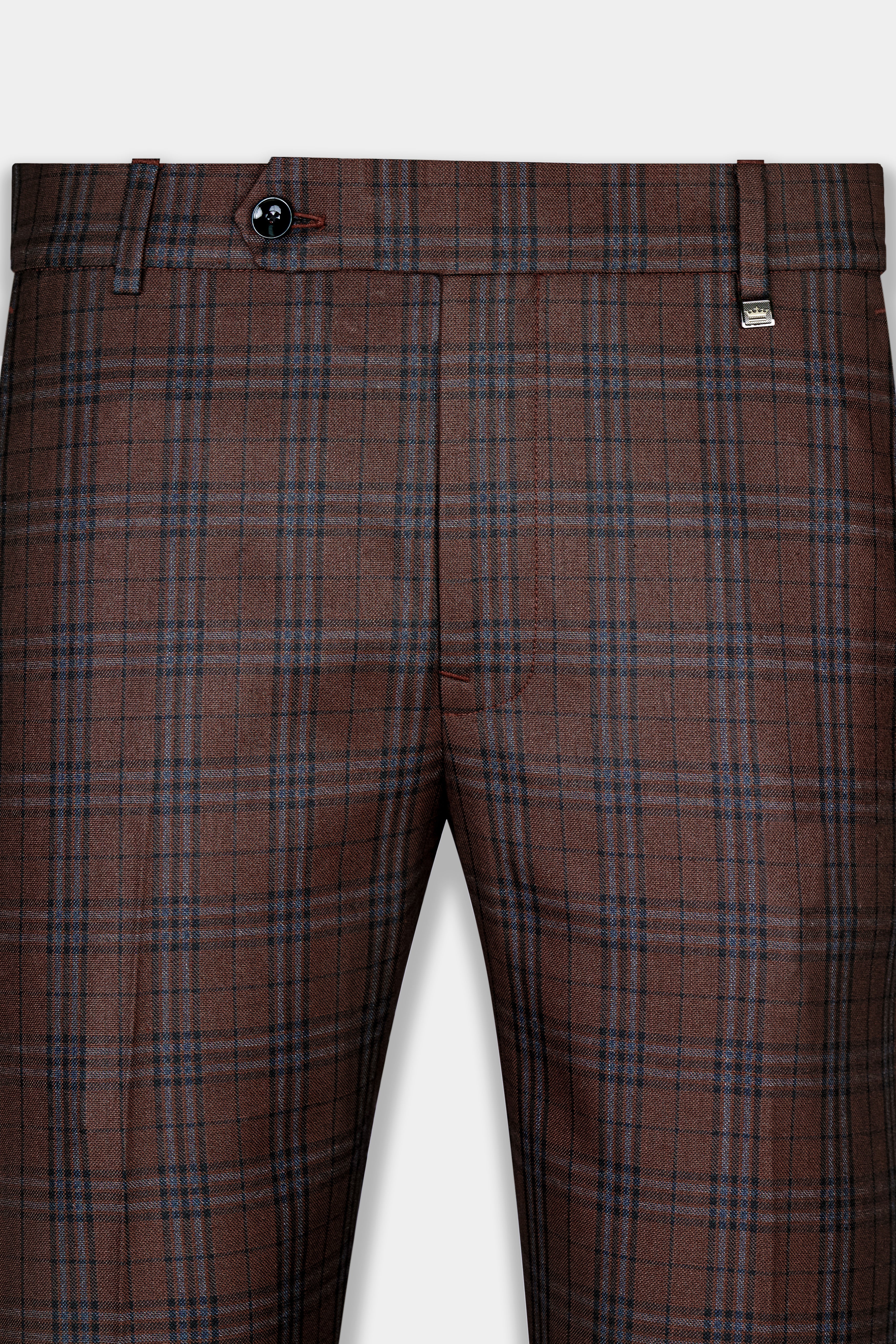Gingerbread Brown and Haiti Blue Plaid Wool Rich Tuxedo Suit