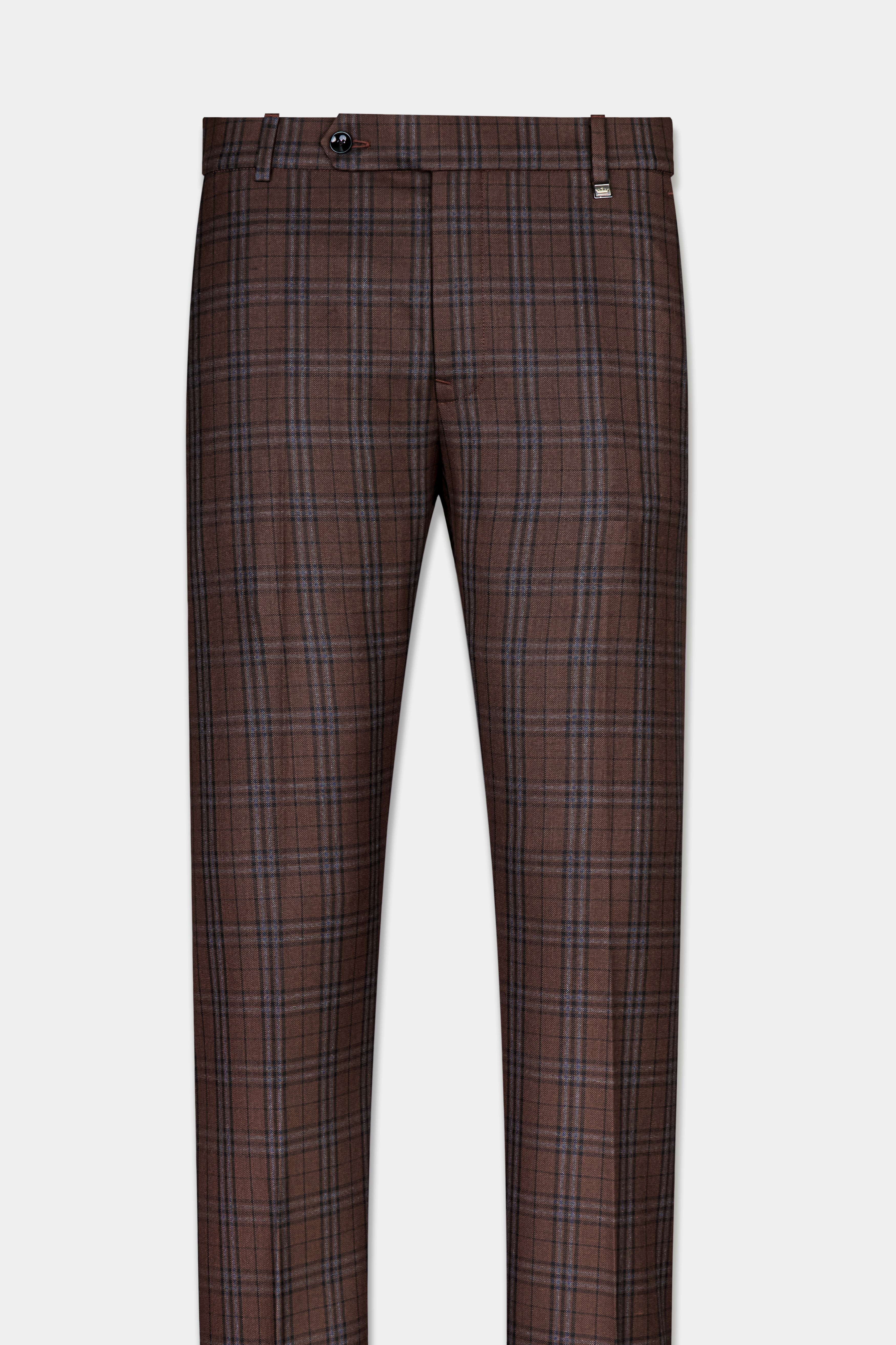 Gingerbread Brown and Haiti Blue Plaid Wool Rich Tuxedo Suit