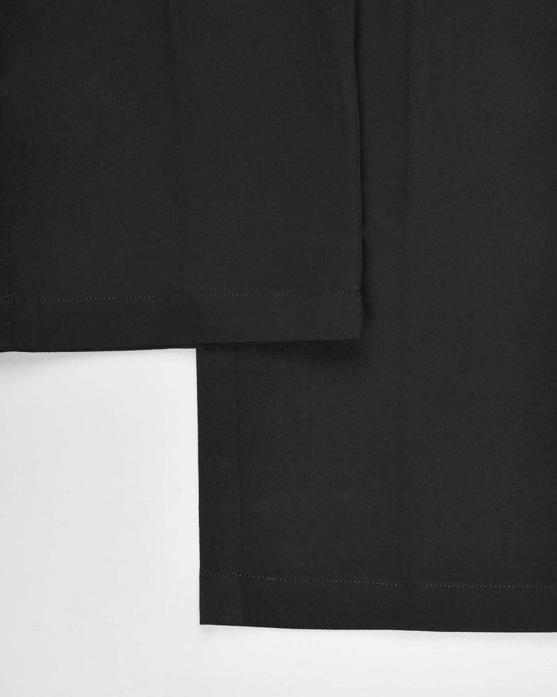 Jade Black Subtle Sheen Cross Placket Bandhgala/Mandarin wool blend Designer Suit ST366-D1-36, ST366-D1-38, ST366-D1-40, ST366-D1-42, ST366-D1-44, ST366-D1-46, ST366-D1-48, ST366-D1-50, ST366-D1-52, ST366-D1-54, ST366-D1-56, ST366-D1-58, ST366-D1-60