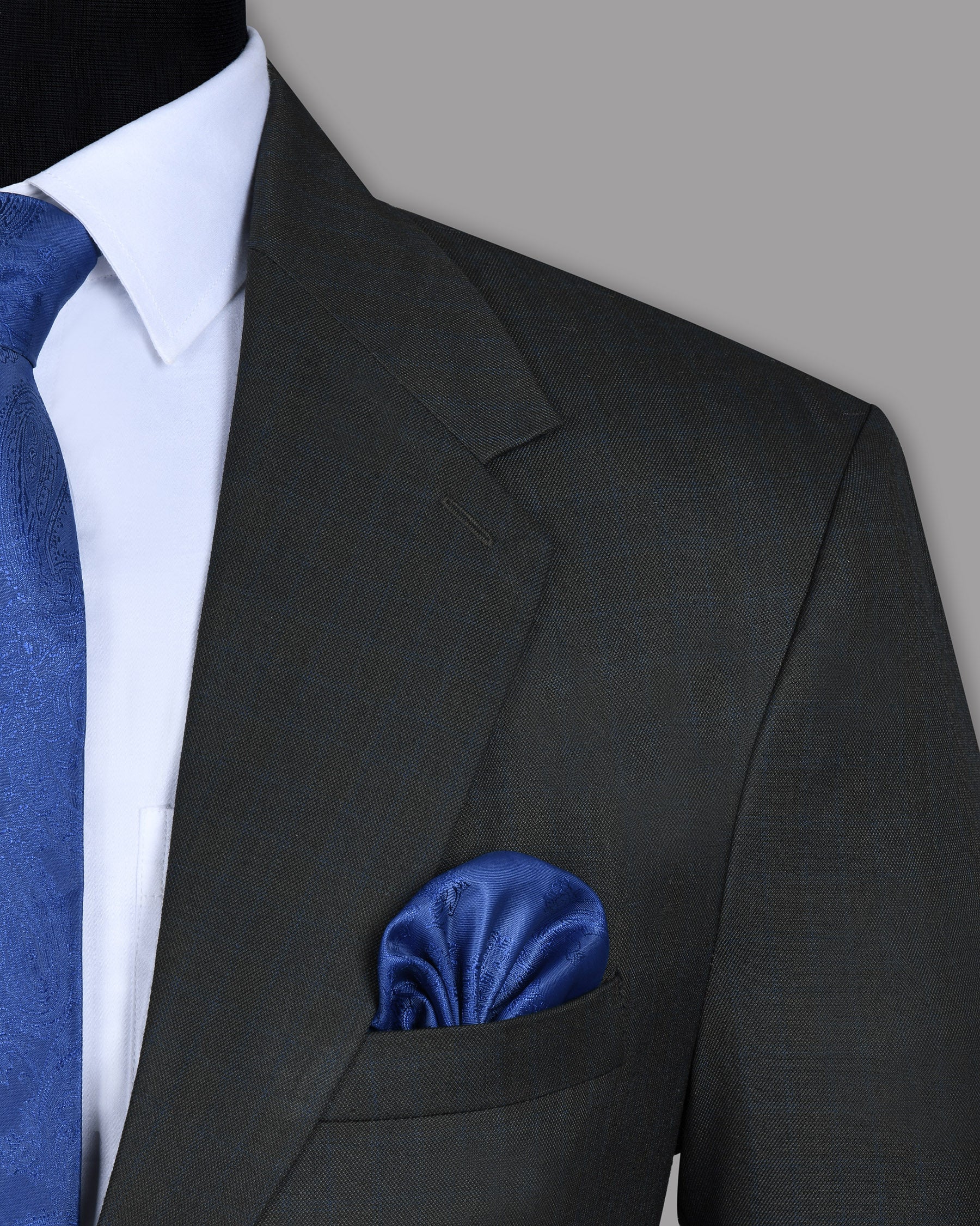 Charcoal Subtle windowpane Wool Blend Suit
