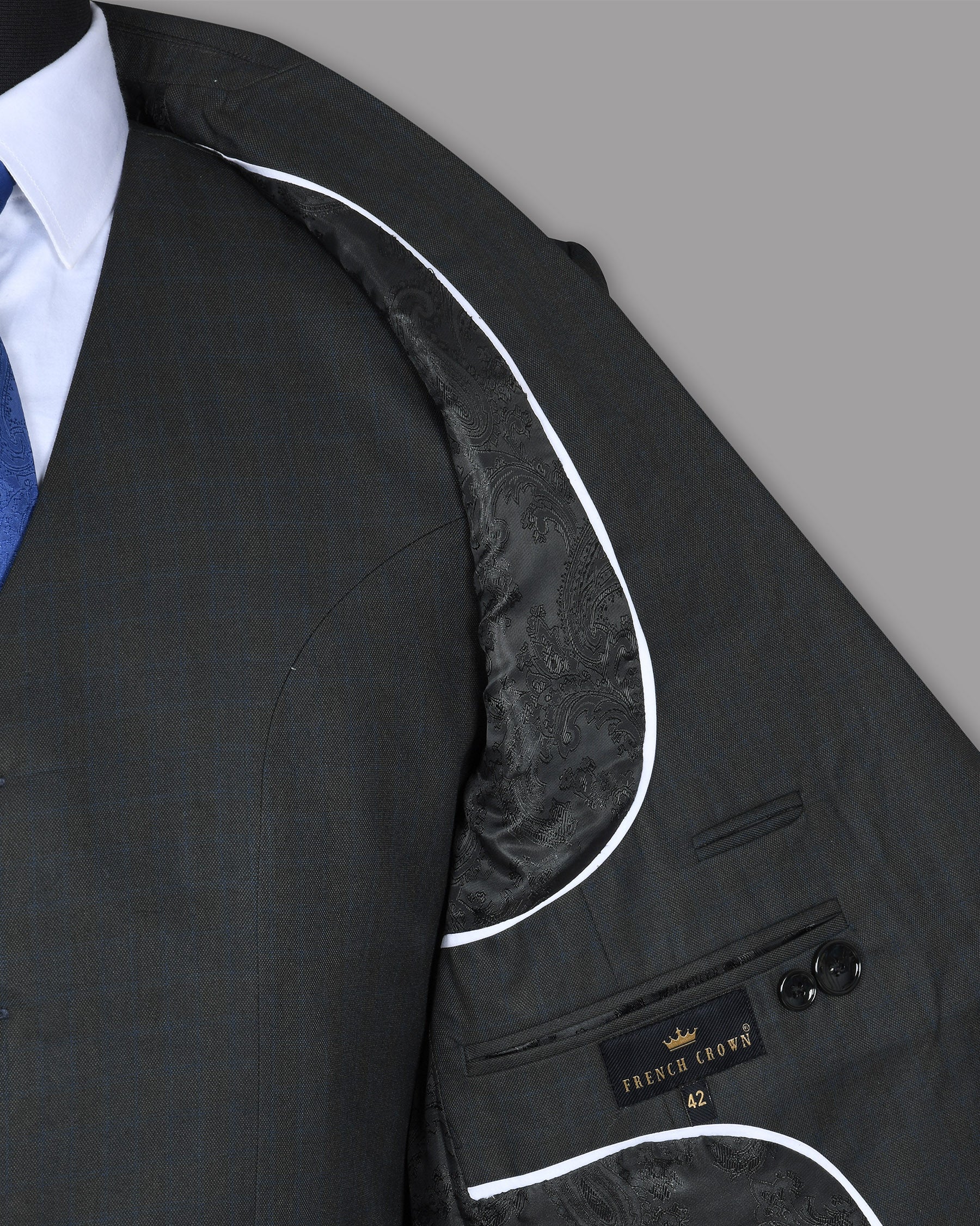 Charcoal Subtle windowpane Wool Blend Suit