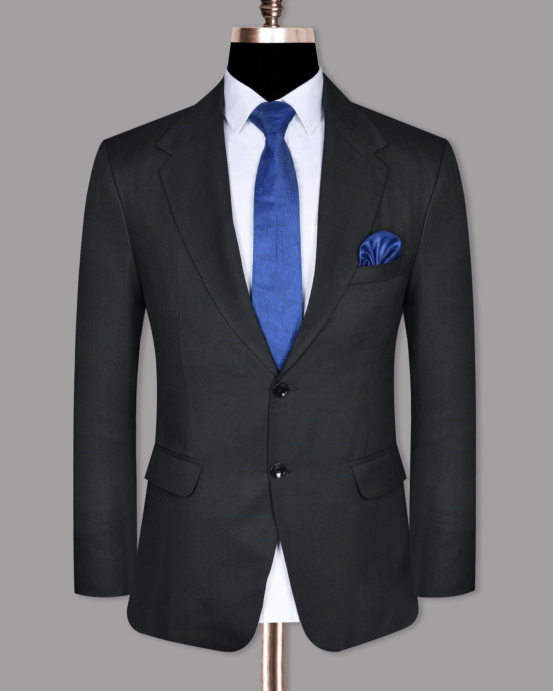 Charcoal Subtle windowpane Wool Blend Suit