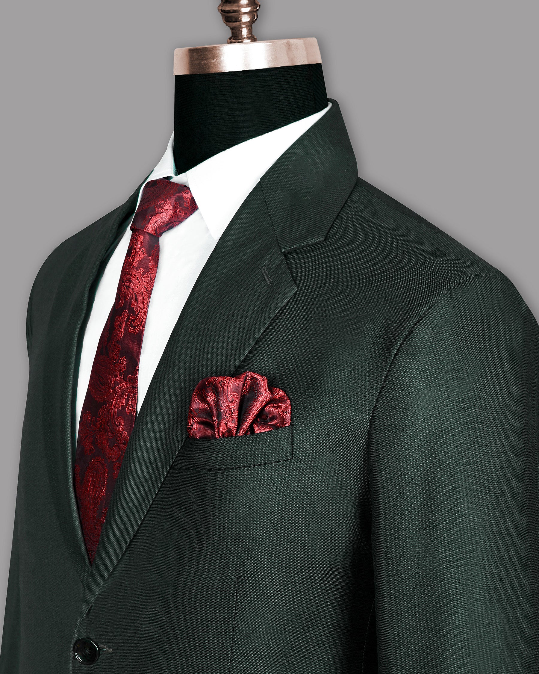 Emerald Green Micro Dotted Wool Blend Suit