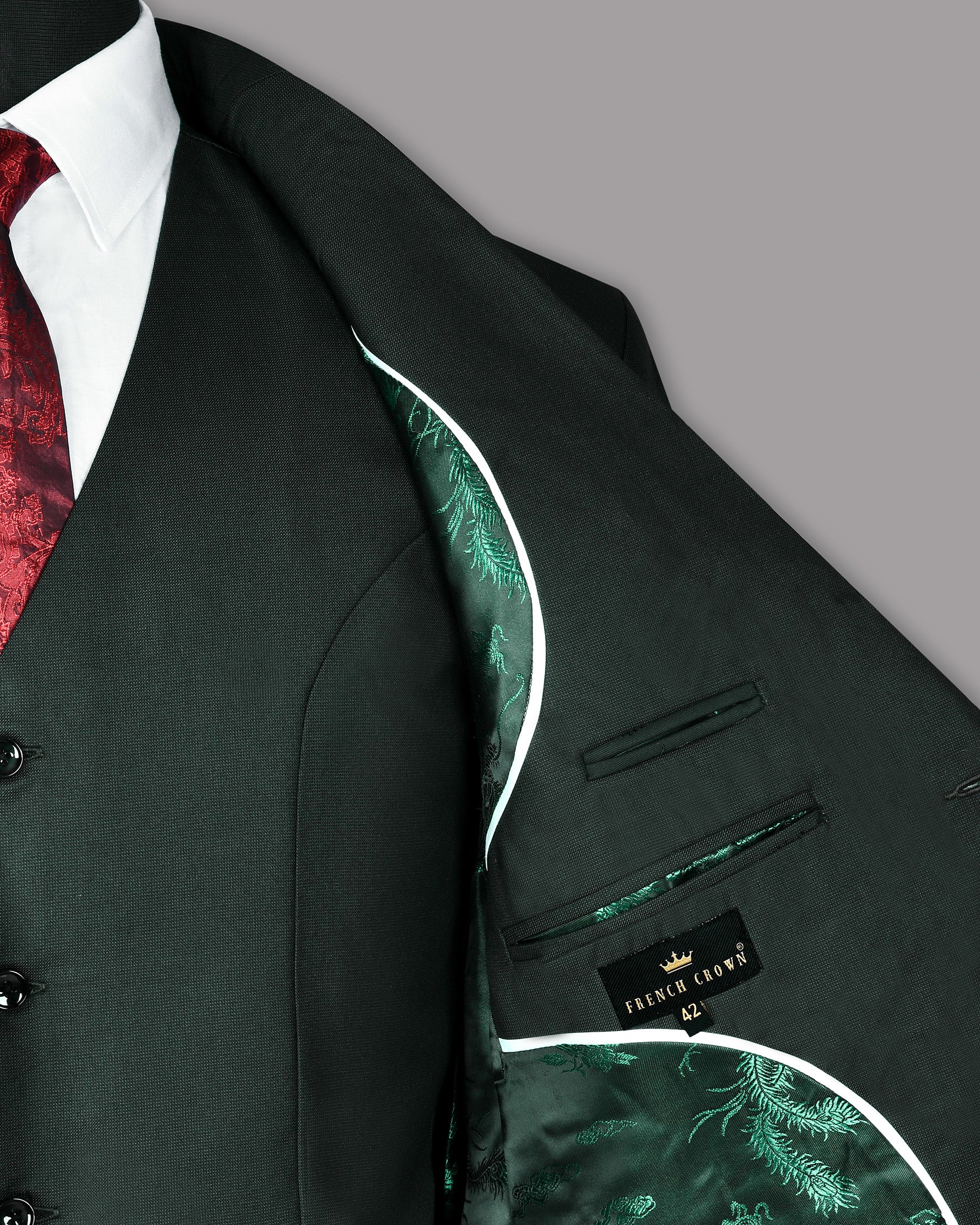 Emerald Green Micro Dotted Wool Blend Suit