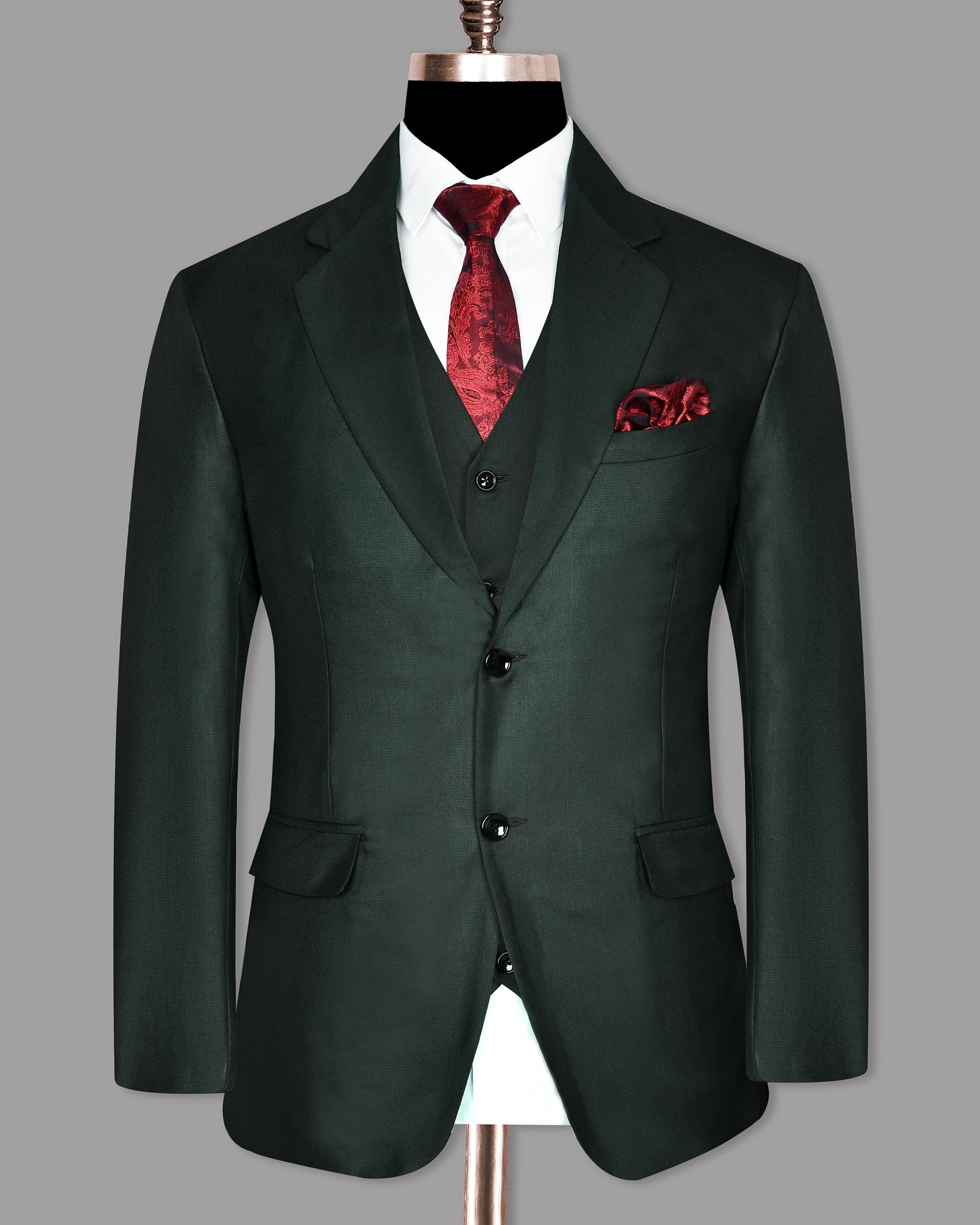Emerald Green Micro Dotted Wool Blend Suit