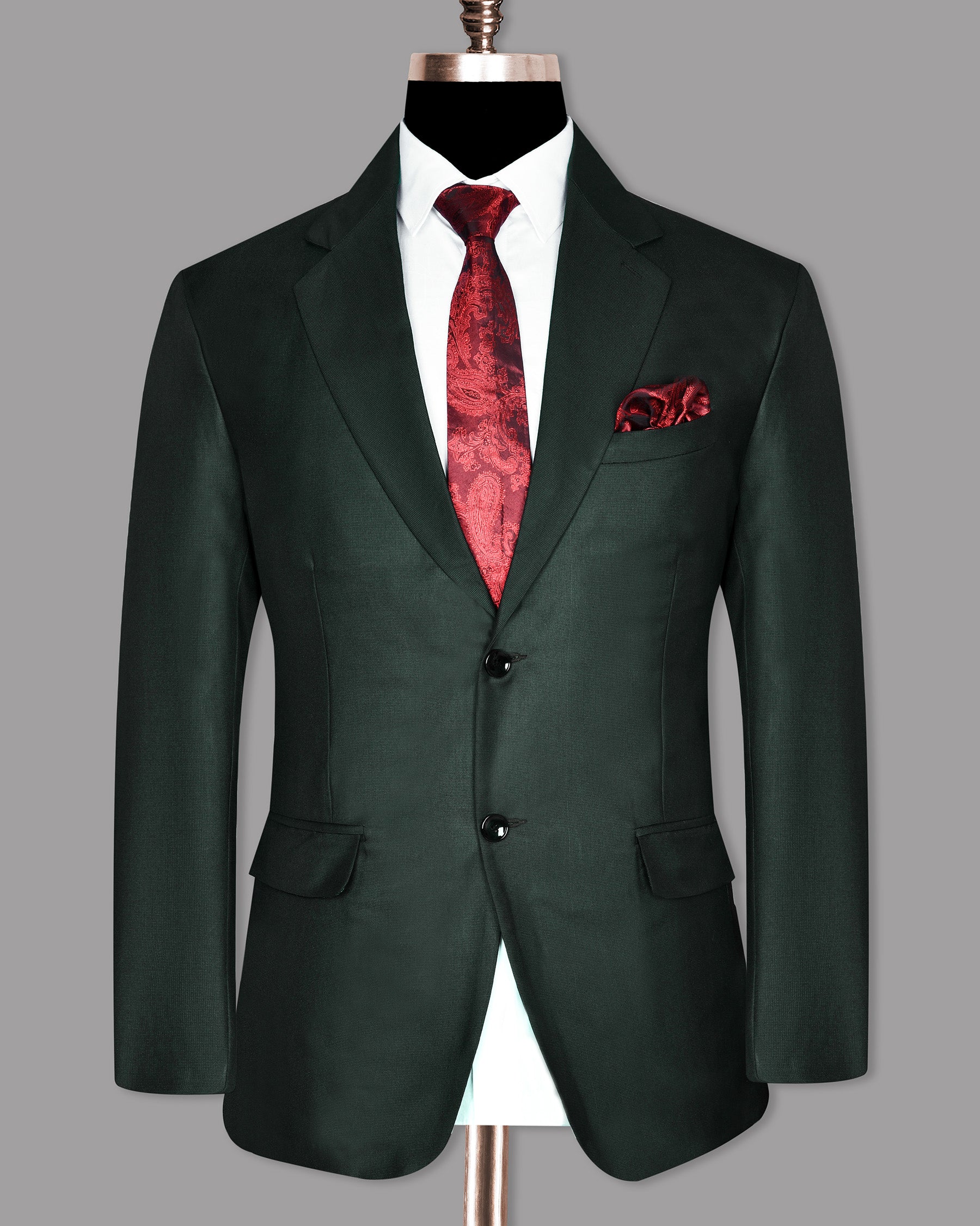 Emerald Green Micro Dotted Wool Blend Suit