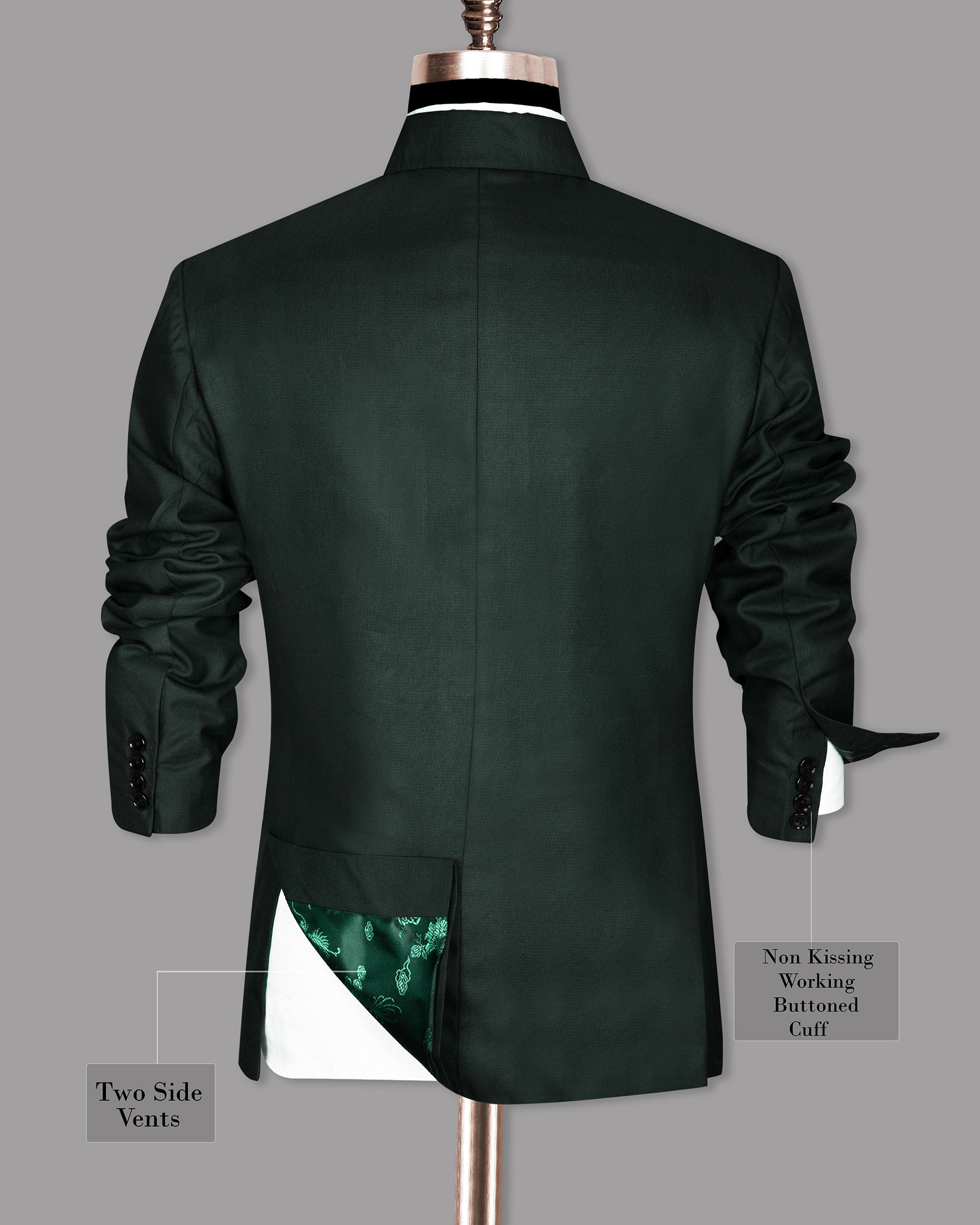 Emerald Green Micro Dotted Wool Blend Suit