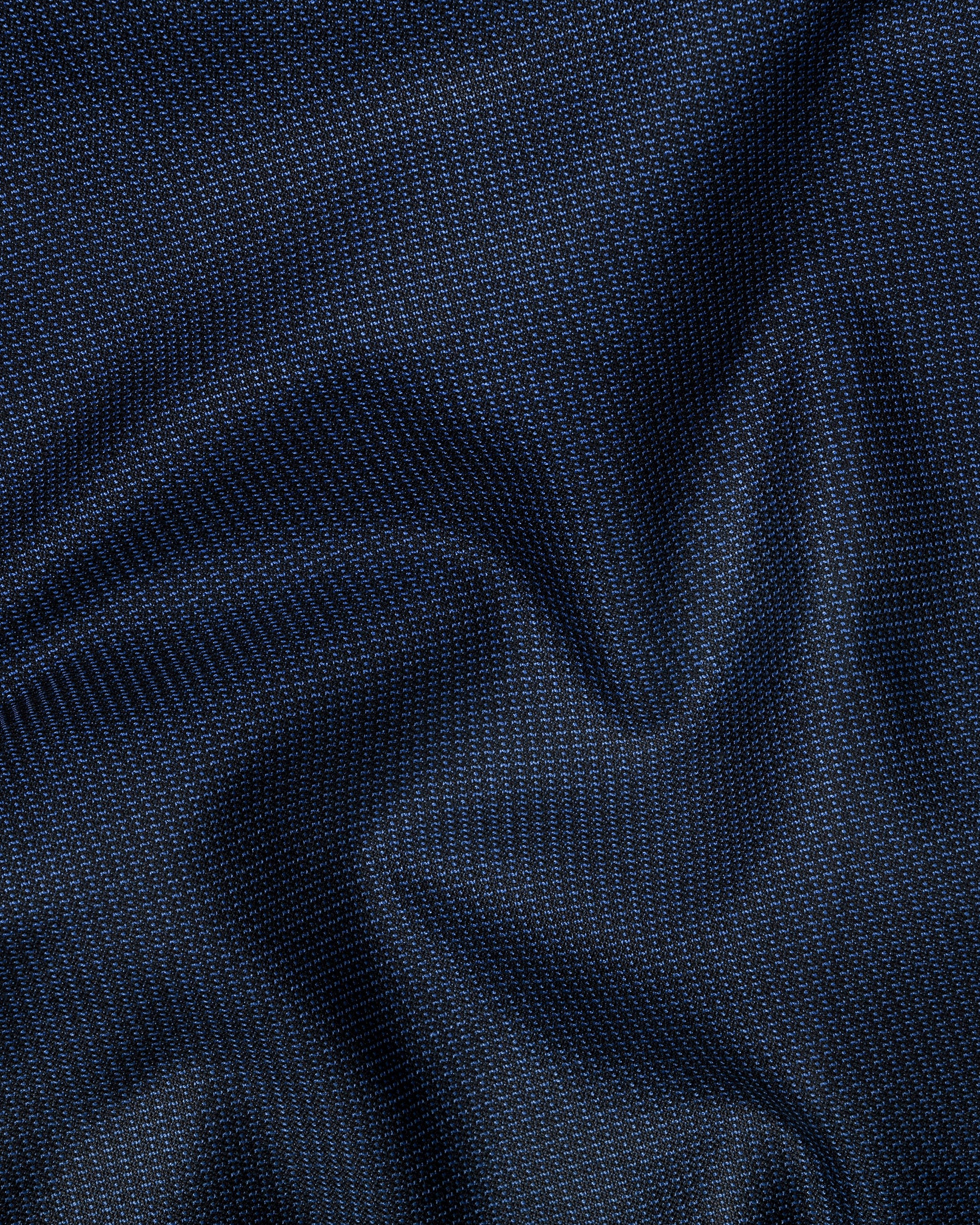 Royal Blue Diamond Dobby Cross Placket Bandhgala/Mandarin wool-silk blend Suit