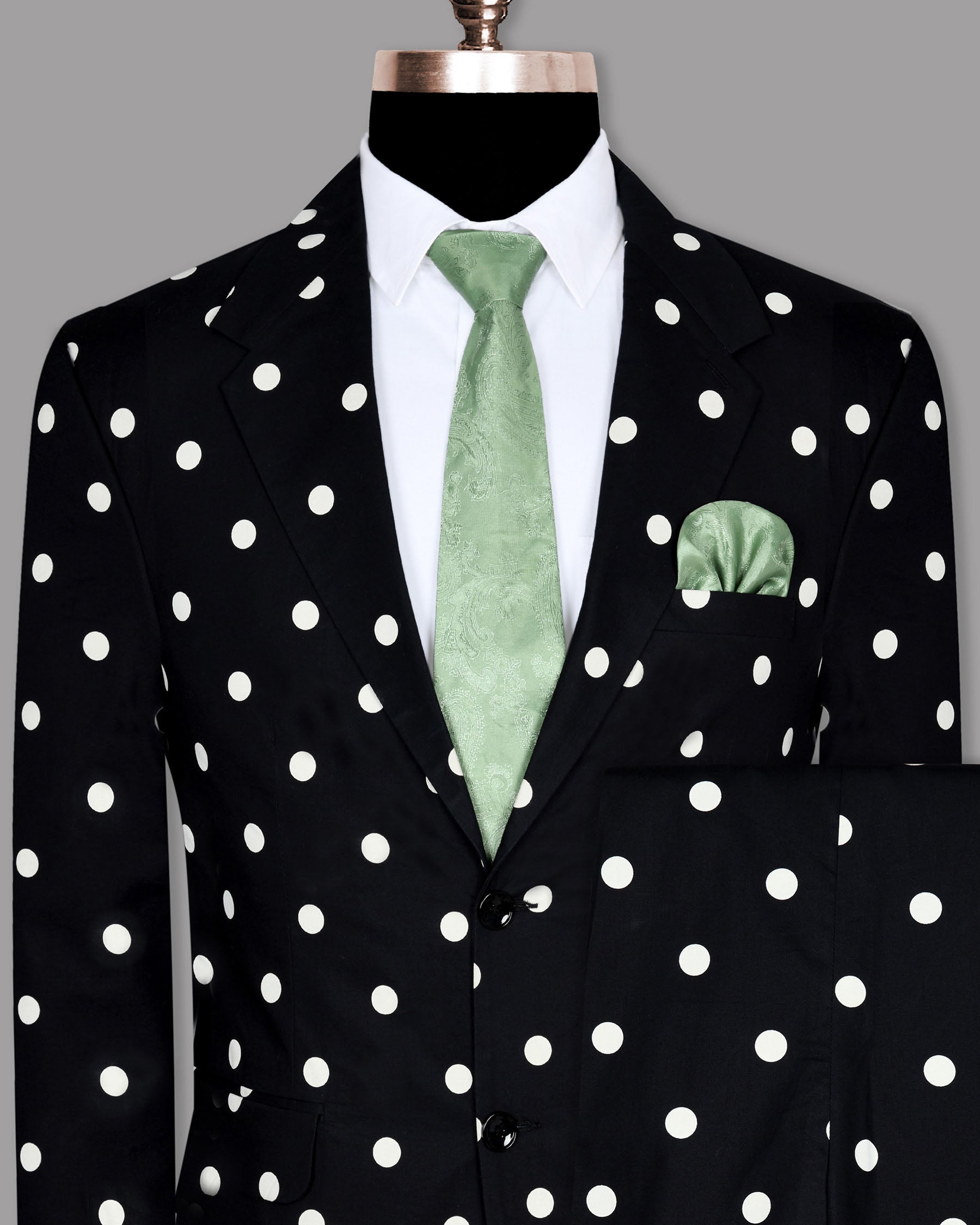 Jade Black Polka print Premium Cotton Suit