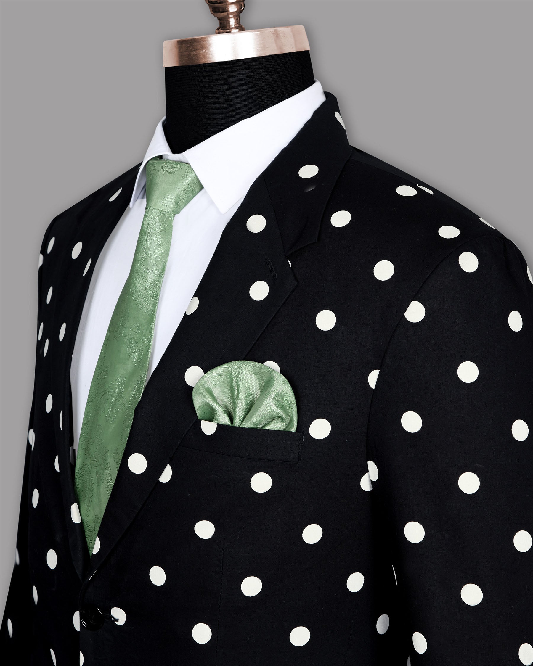 Jade Black Polka print Premium Cotton Suit