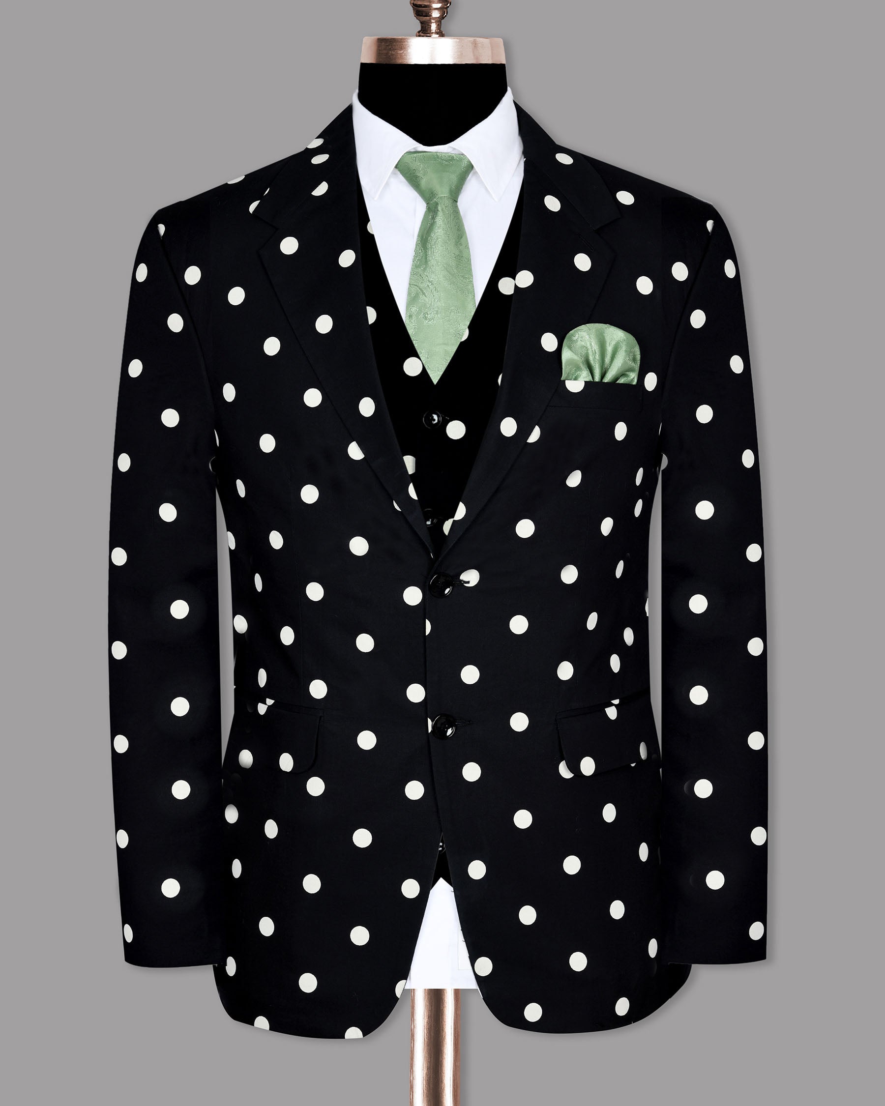 Jade Black Polka print Premium Cotton Suit