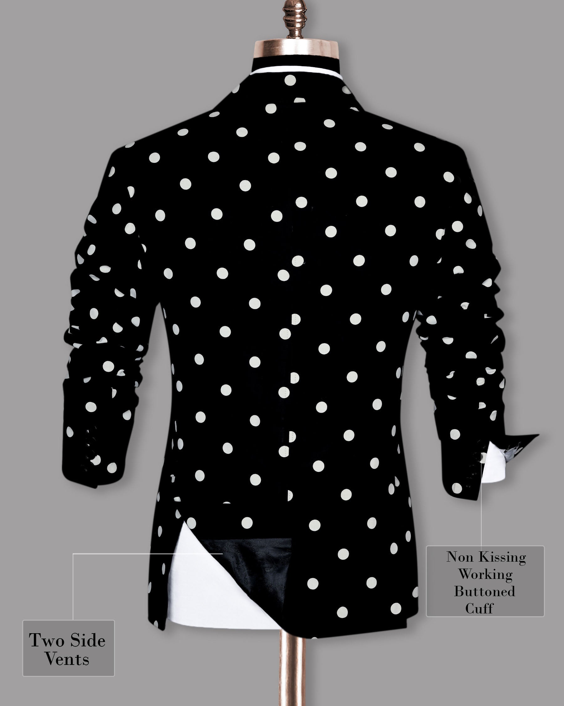 Jade Black Polka print Premium Cotton Suit