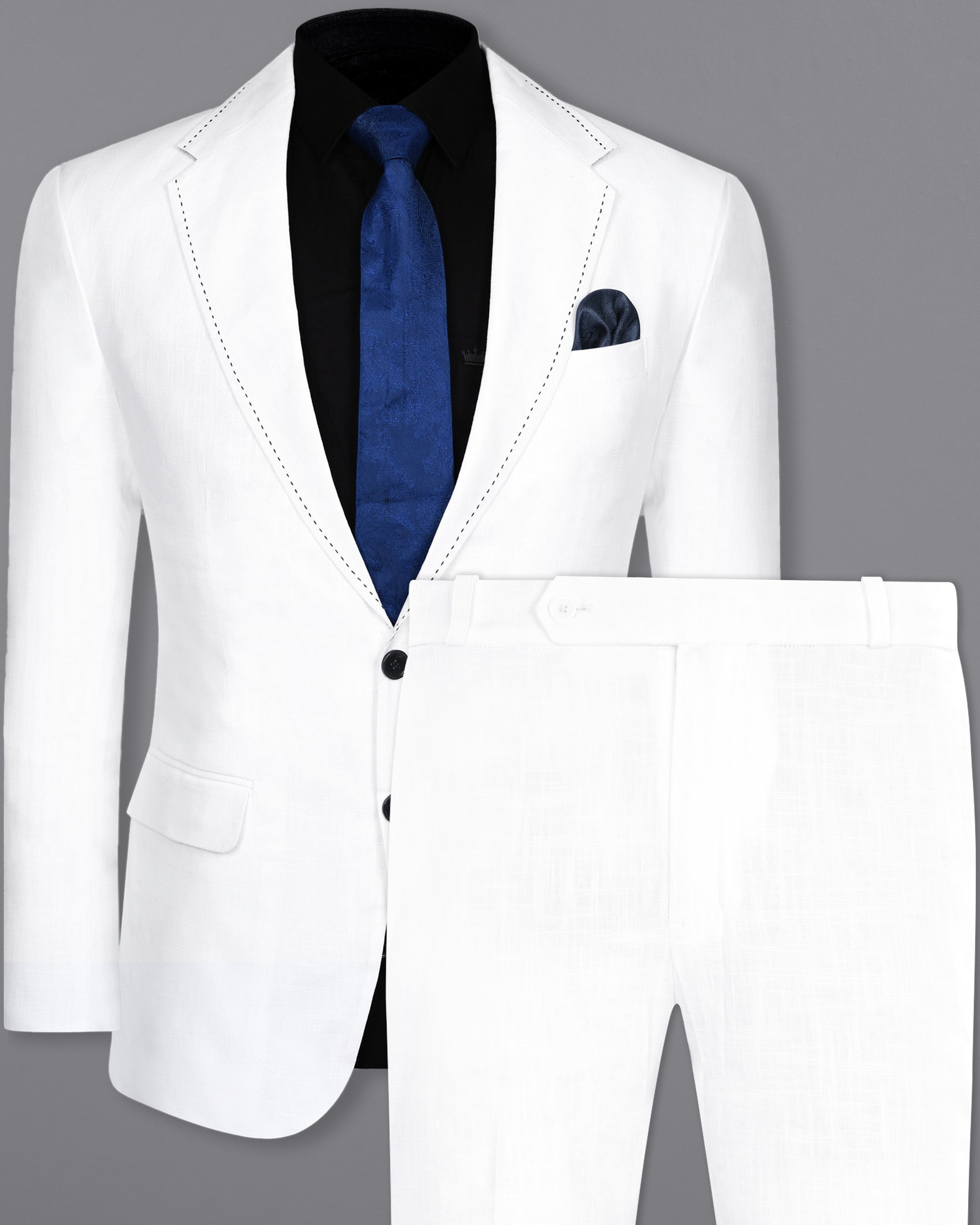 Men's Summer Beach Suit White Linen Jacket Double Breasted Groom Wear Coat  Pants | eBay