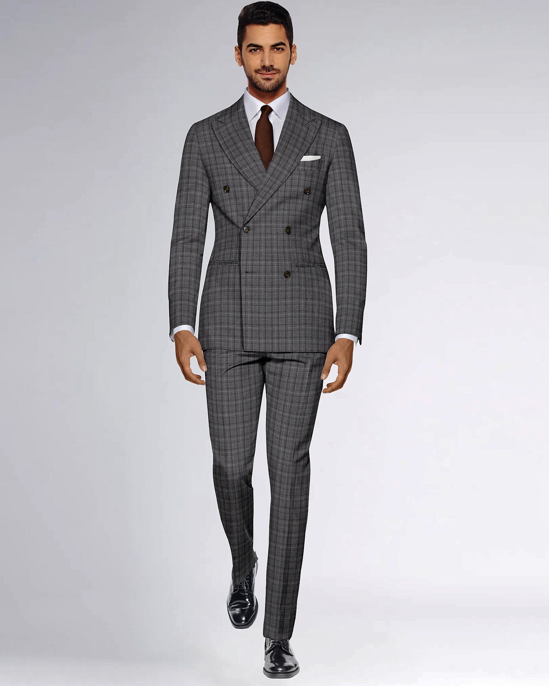 Porpoise Grey Plaid Double Breasted Suit