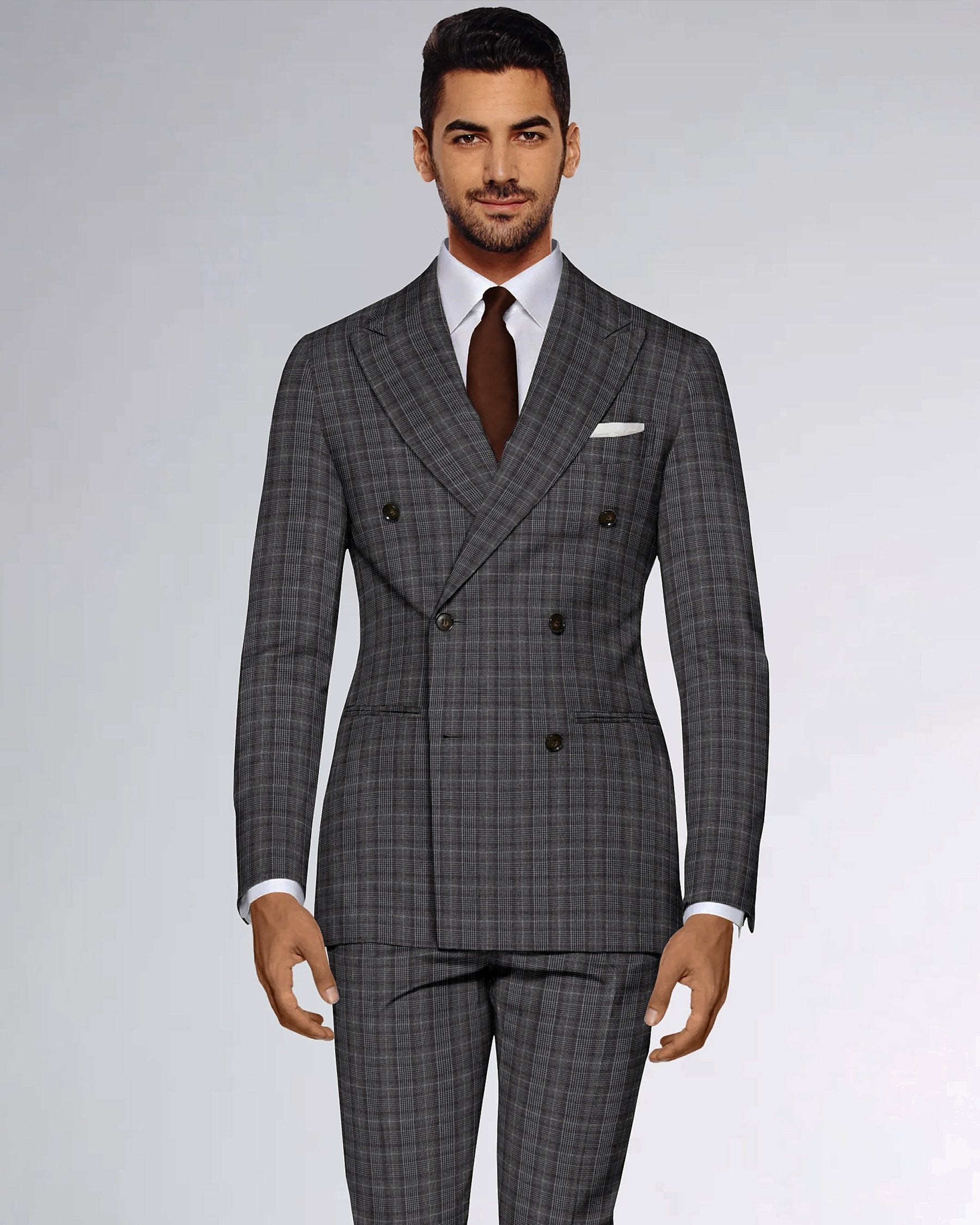 Porpoise Grey Plaid Double Breasted Suit