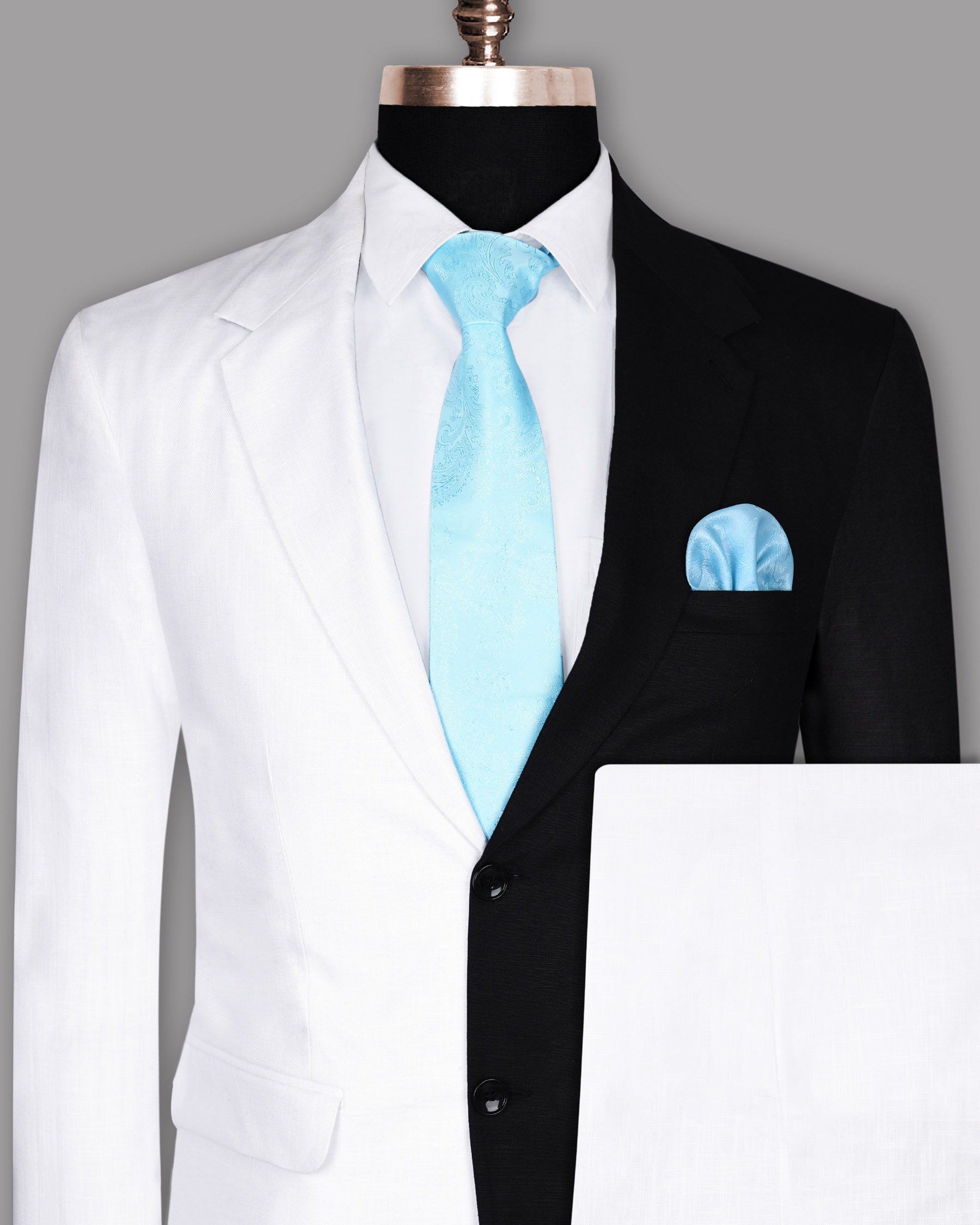 Half white and Half Black Premium Linen Sport Suit