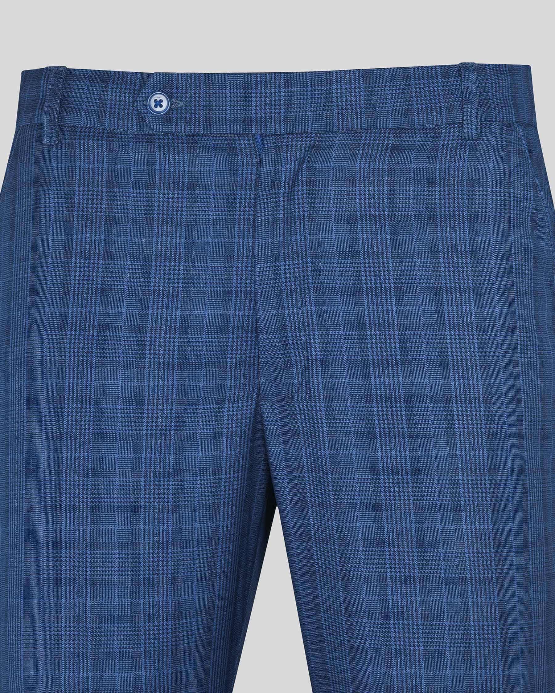 Royal Blue Plaid Double Breasted Suit