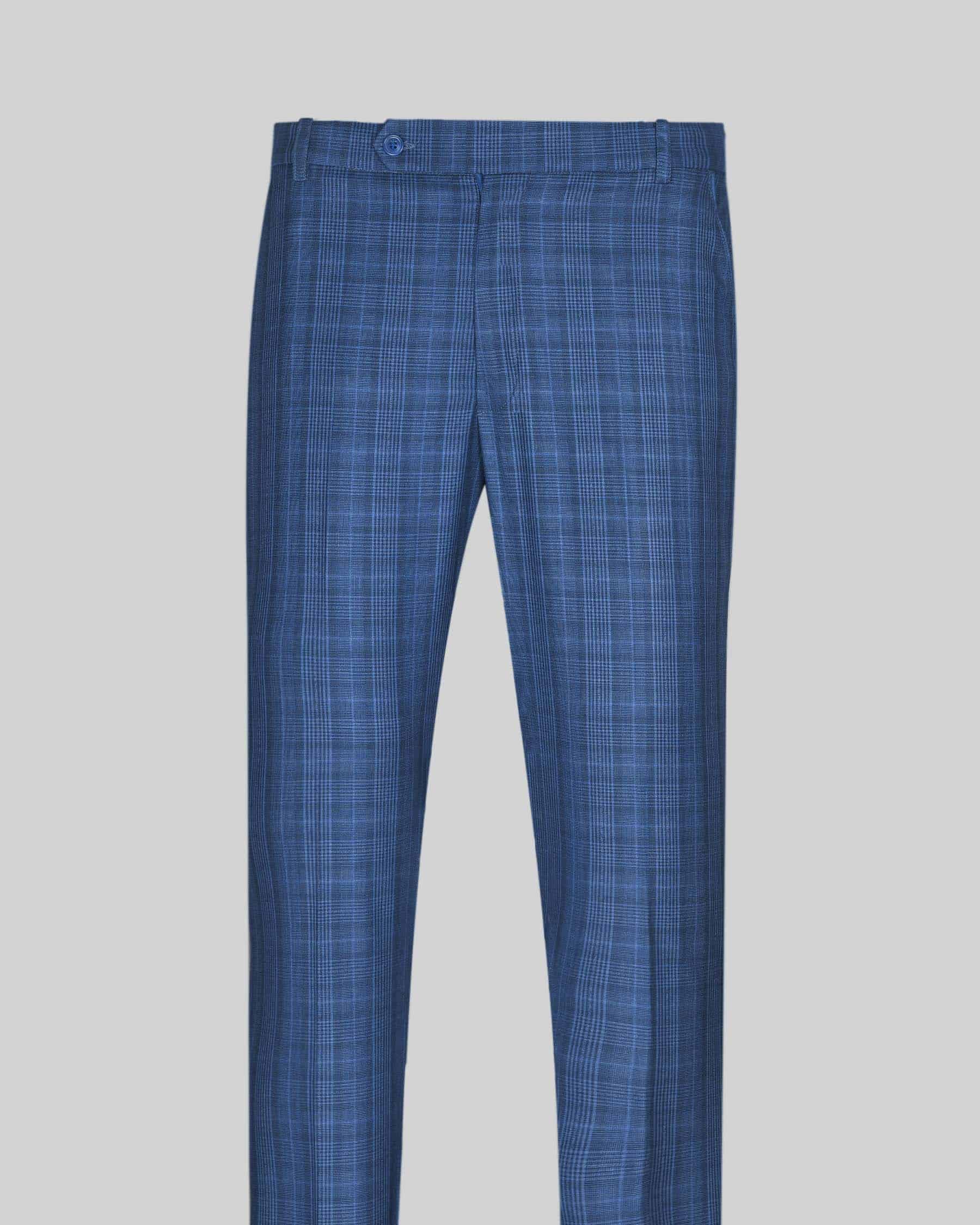 Royal Blue Plaid Double Breasted Suit