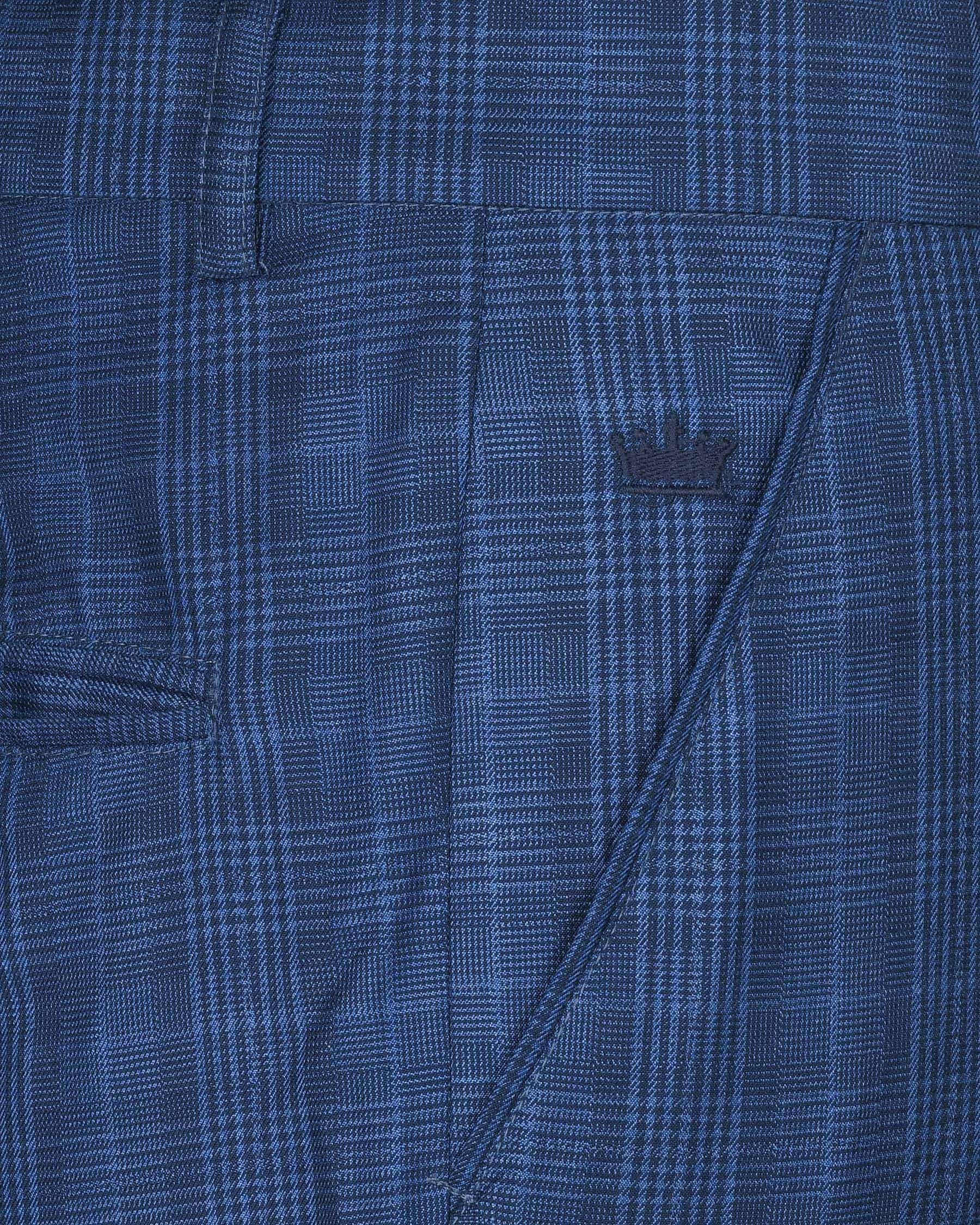 Royal Blue Plaid Double Breasted Suit