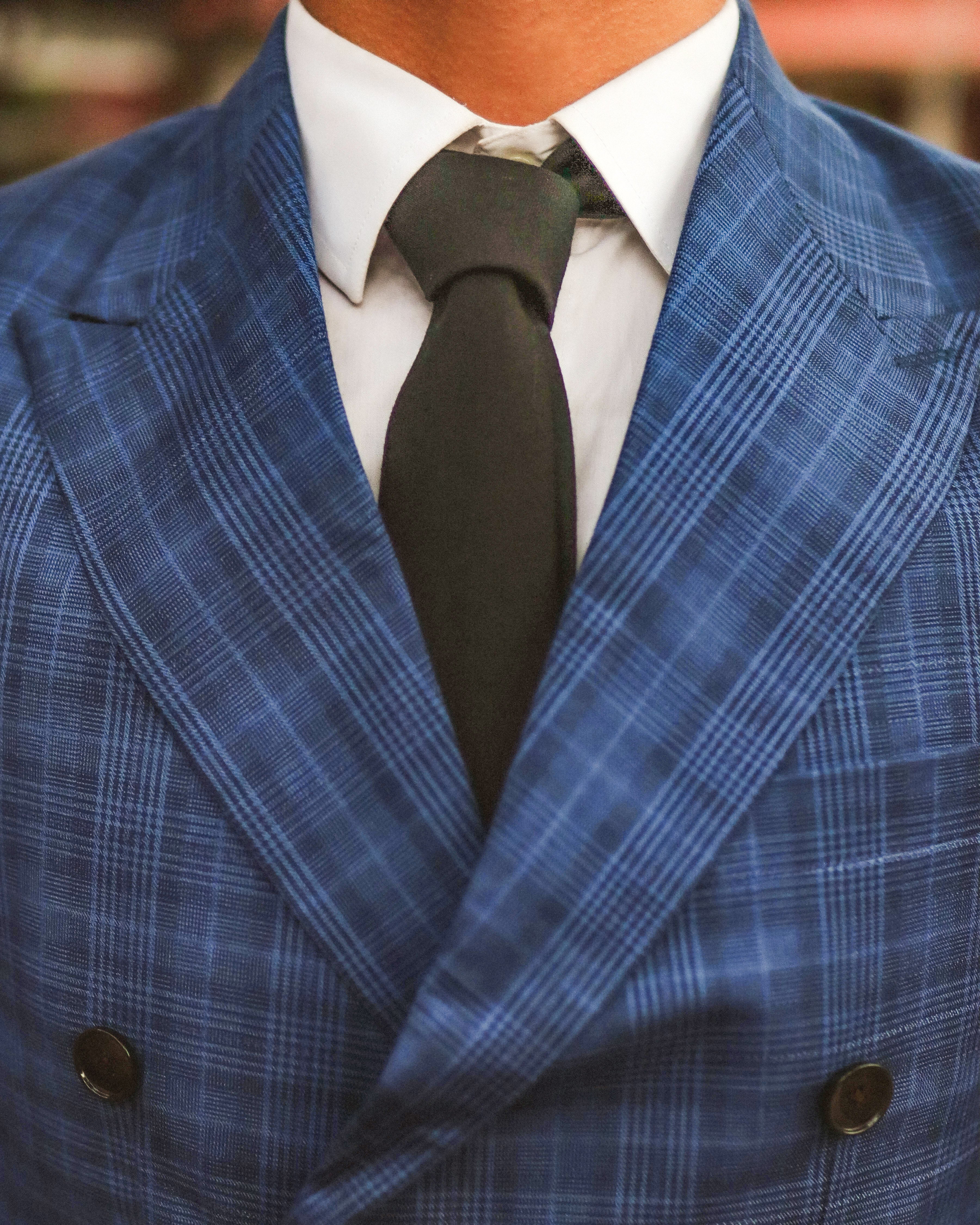 Royal Blue Plaid Double Breasted Suit