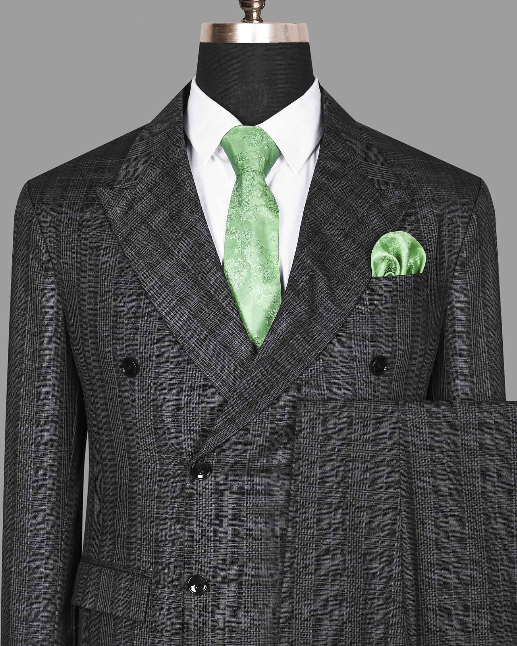 Charcoal Plaid Double Breasted Suit