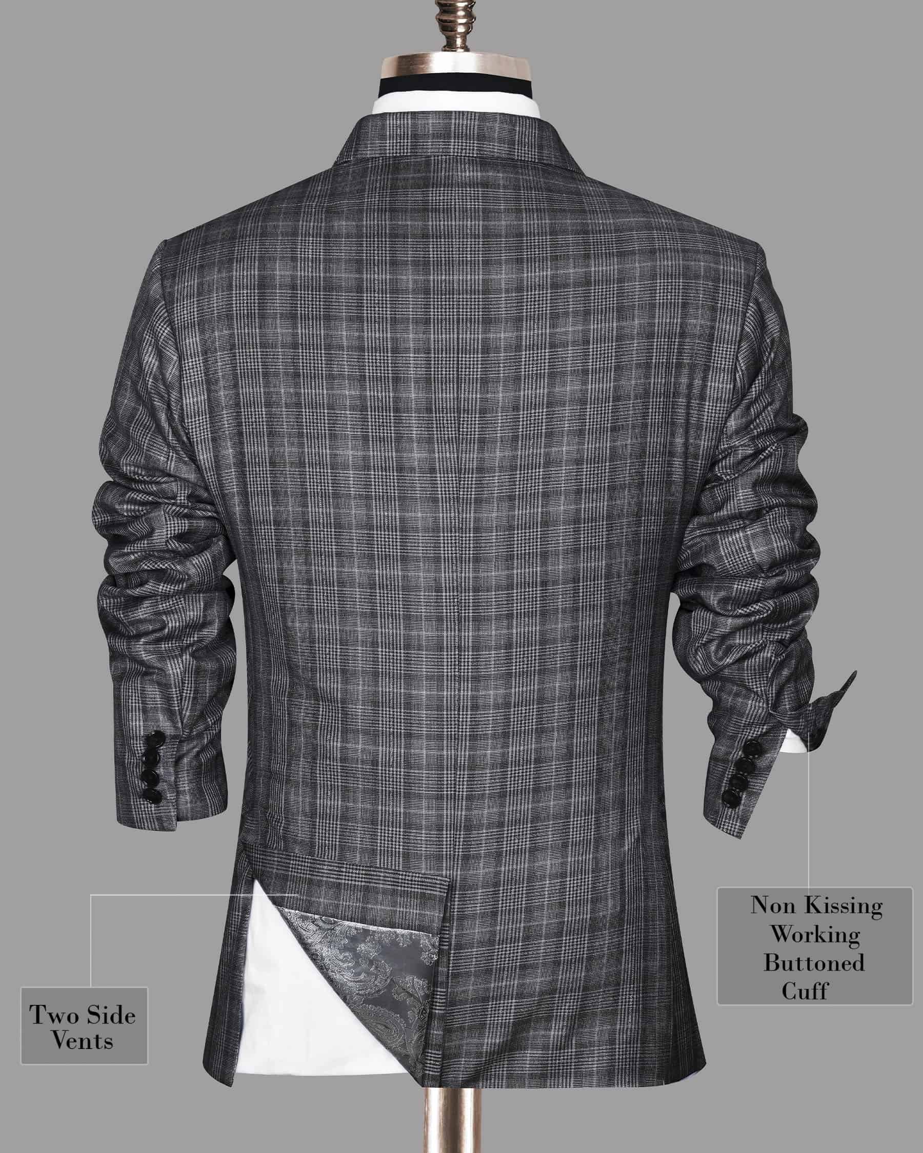 Fossil Grey Plaid Double Breasted Suit