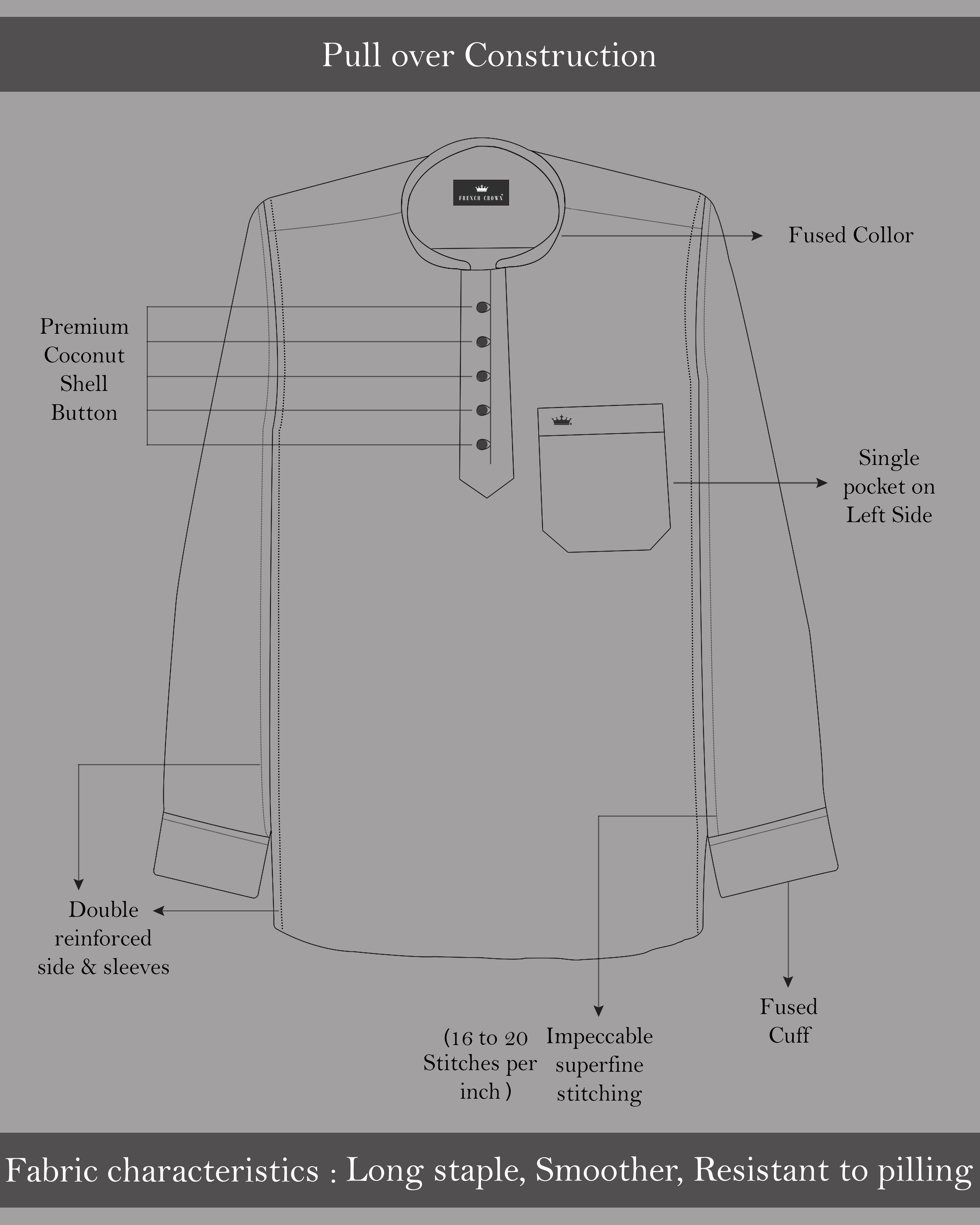 Platinum Pink and Gainsboro Blue Premium Cotton Kurta Shirt