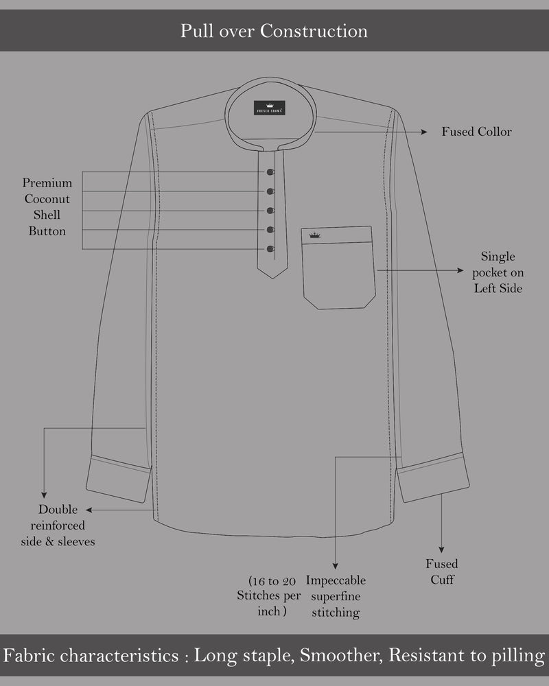 Chamois Brown  Dobby Textured Premium Giza Cotton Kurta Shirt