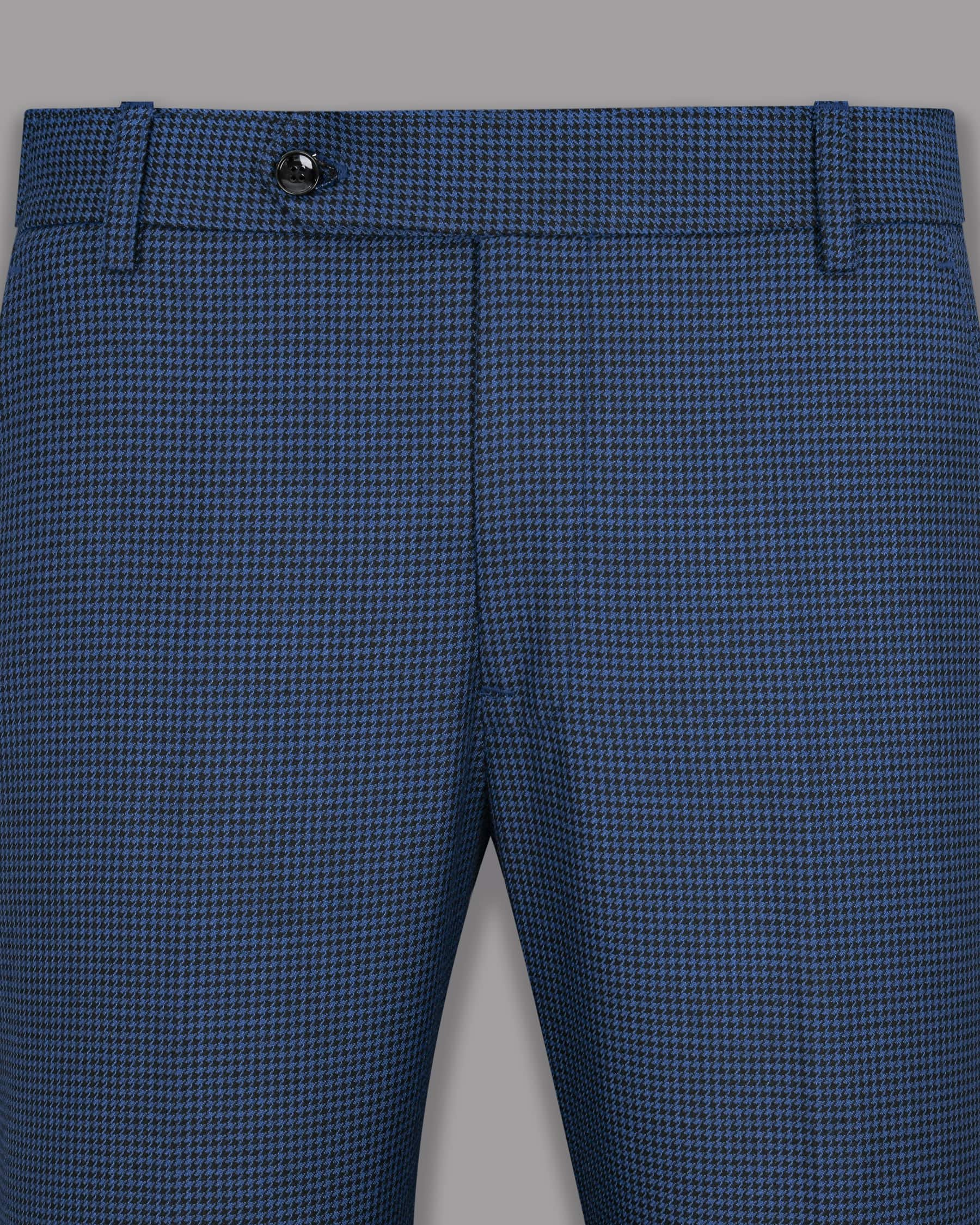 San Juan Blue with Shark Grey Houndstooth Checked Pant T1137-28, T1137-32, T1137-36, T1137-38, T1137-40, T1137-44, T1137-30, T1137-42, T1137-34