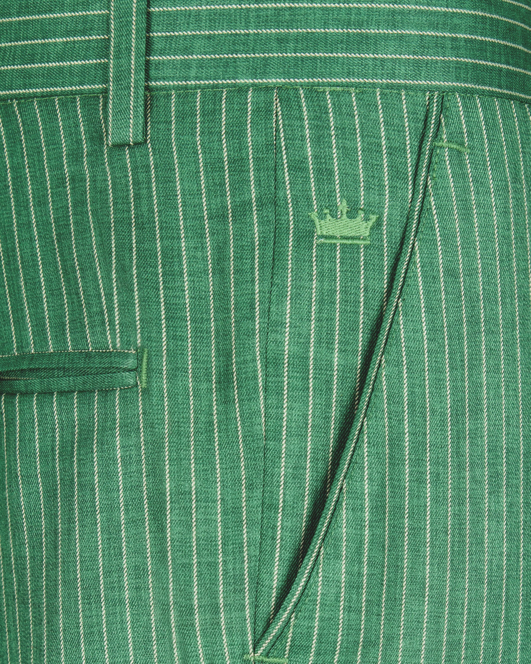 Viridian Green Striped Woolrich Pant