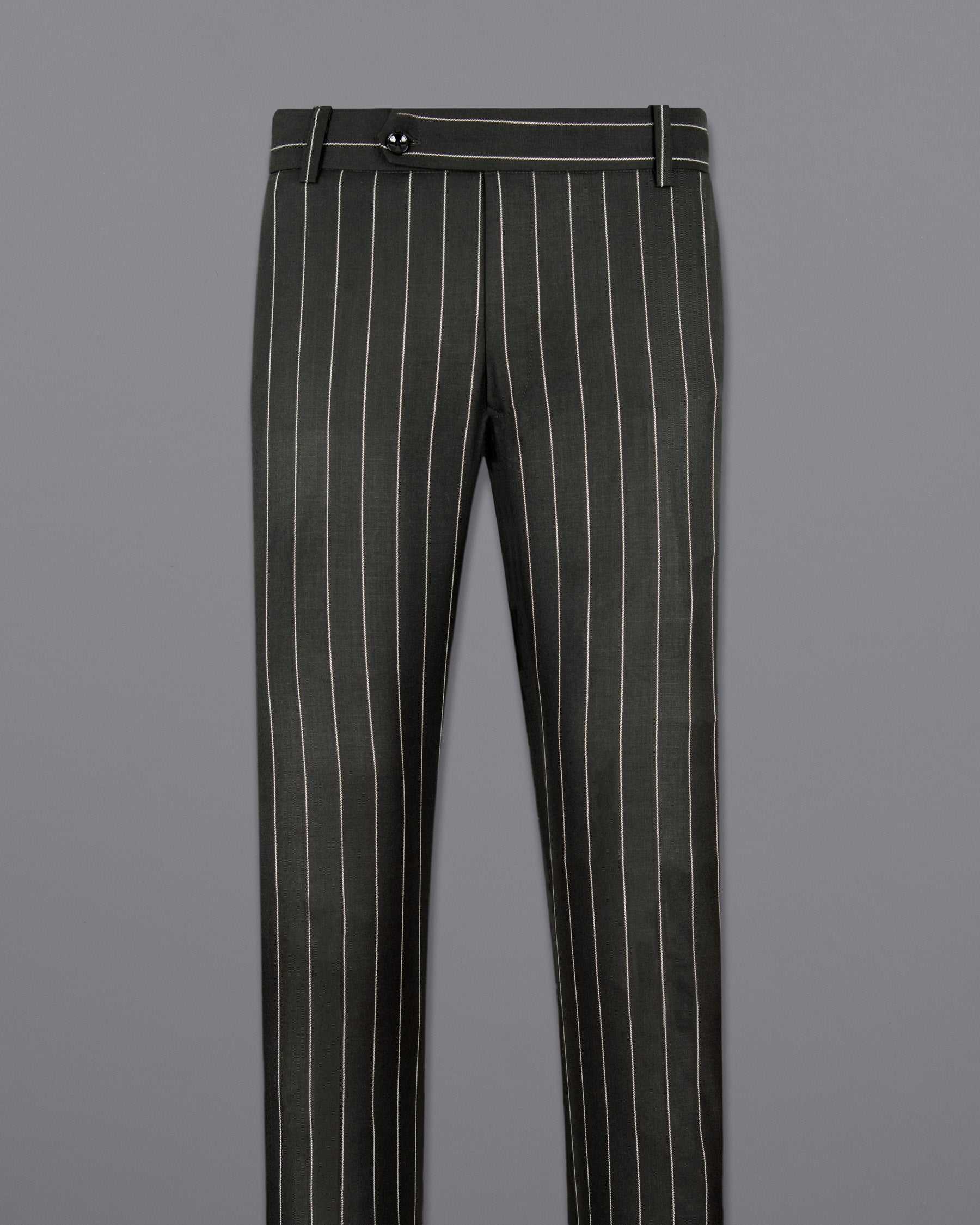 Zeus Black with White Stripes Wool Rich Pant