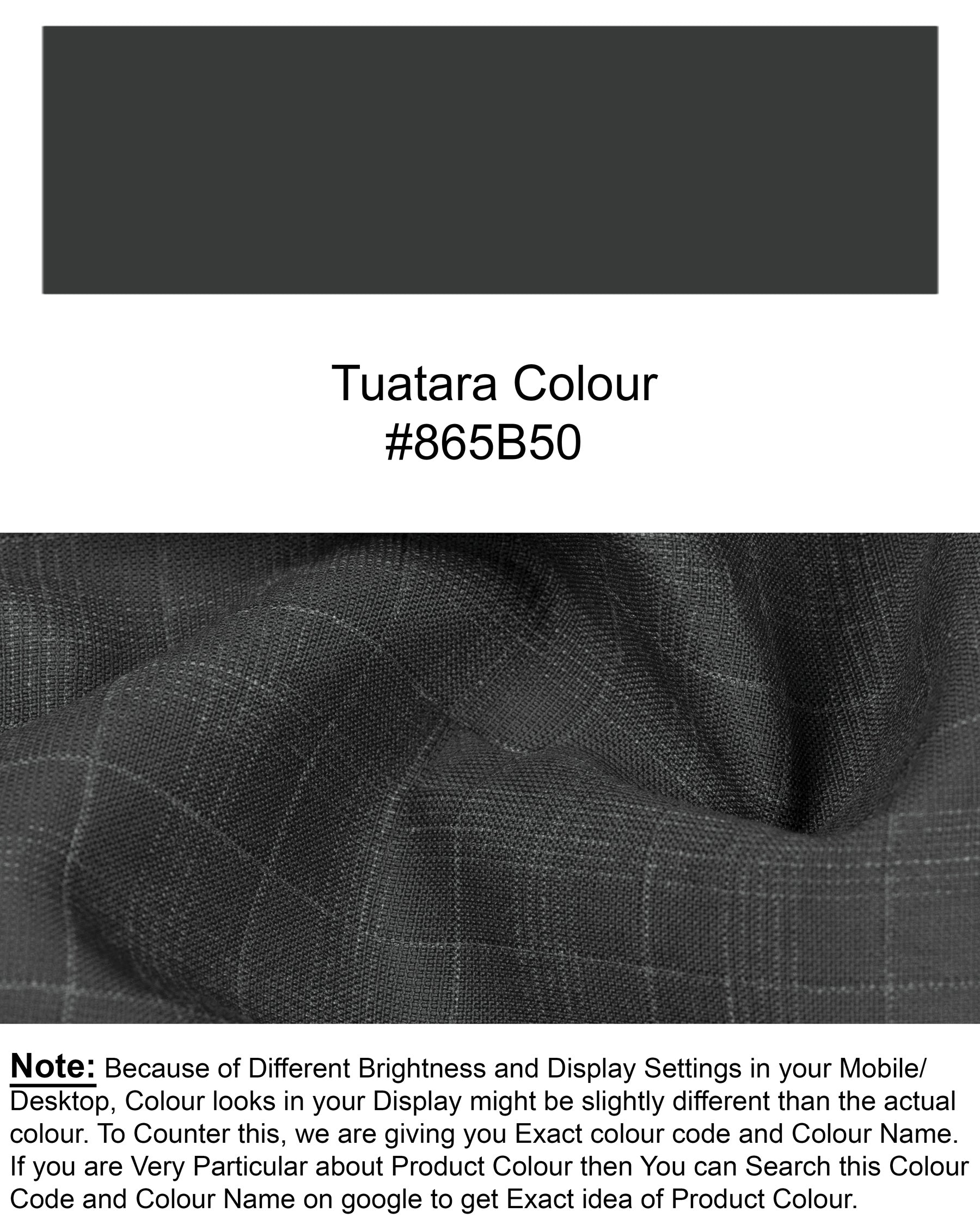 Tuatara Grey Windowpane Wool Rich Pant