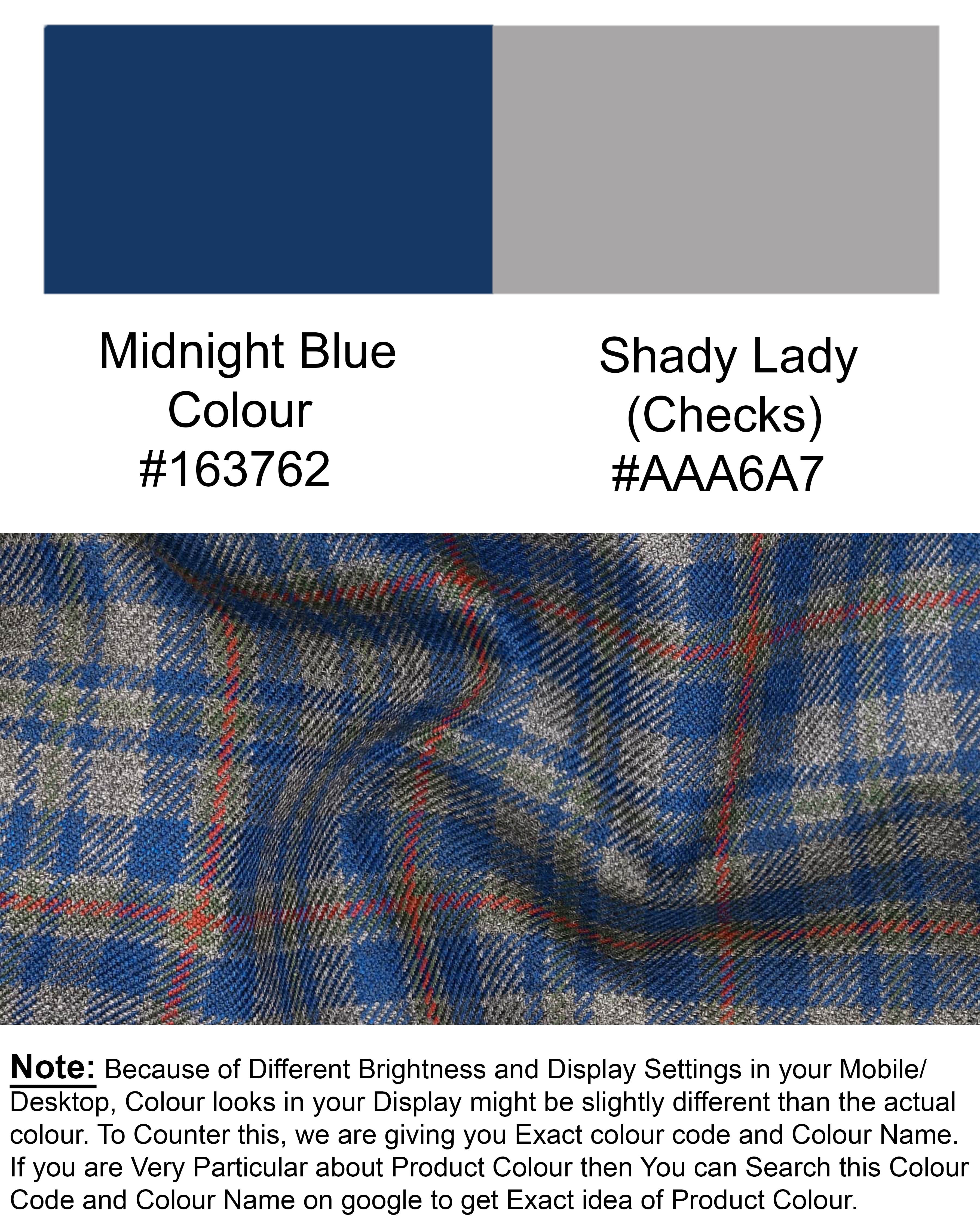 Midnight Blue with Shady Lady Gray Plaid Pant