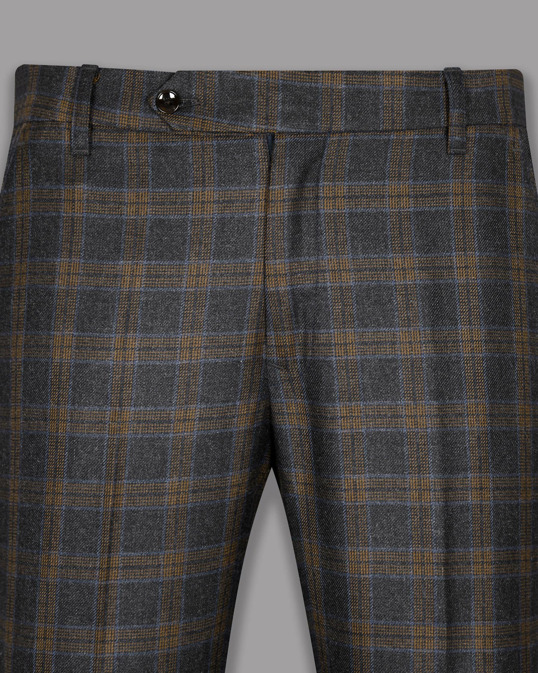 Charcoal With Brown Windowpane Plaid Pant T1067-38, T1067-30, T1067-28, T1067-34, T1067-36, T1067-40, T1067-42, T1067-44, T1067-32