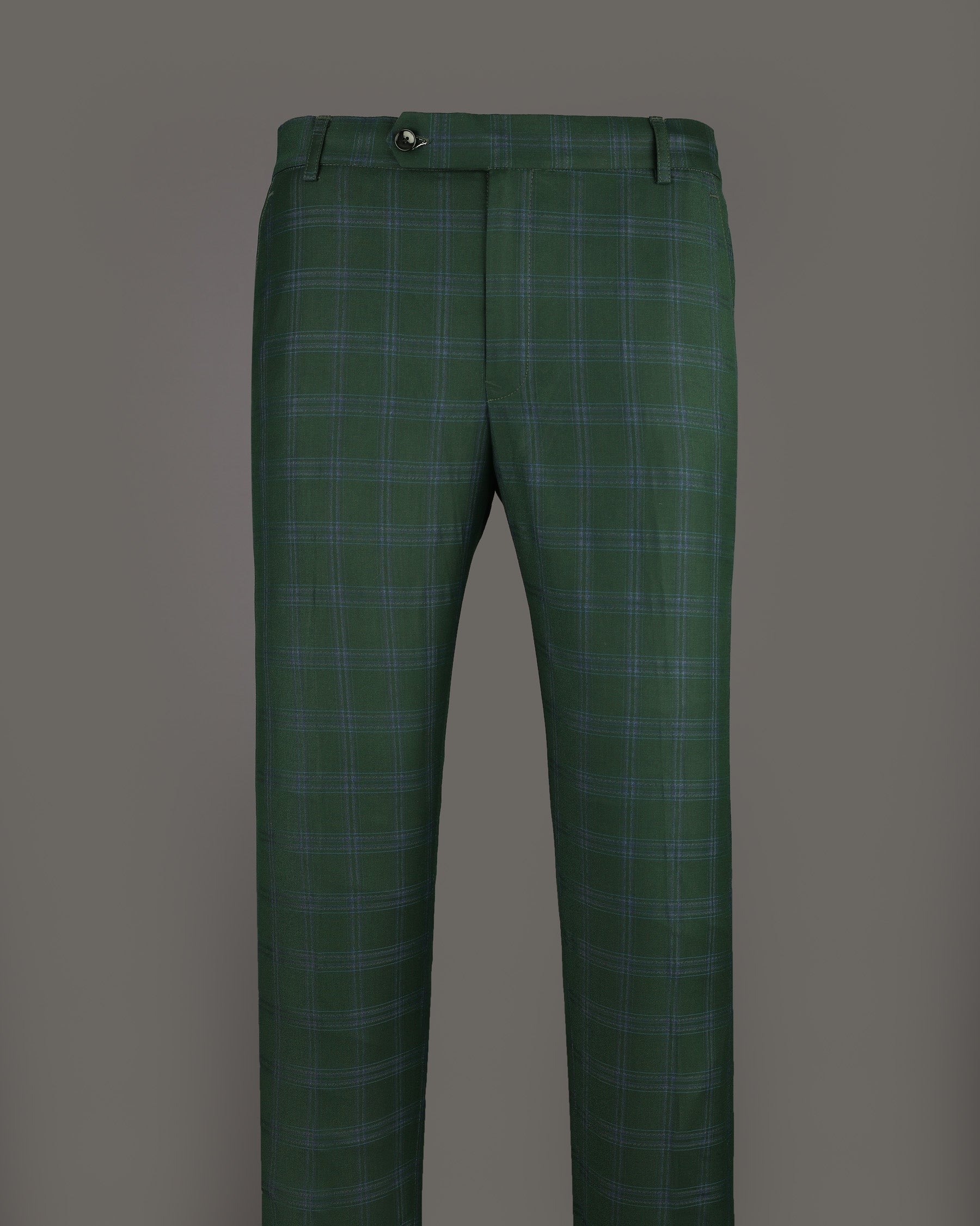 Everglade Green Plaid Wool Rich Pant