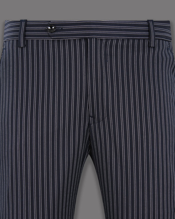 Navy Double Striped Wool Rich Pant T1265-28, T1265-30, T1265-32, T1265-34, T1265-36, T1265-38, T1265-40, T1265-42, T1265-44