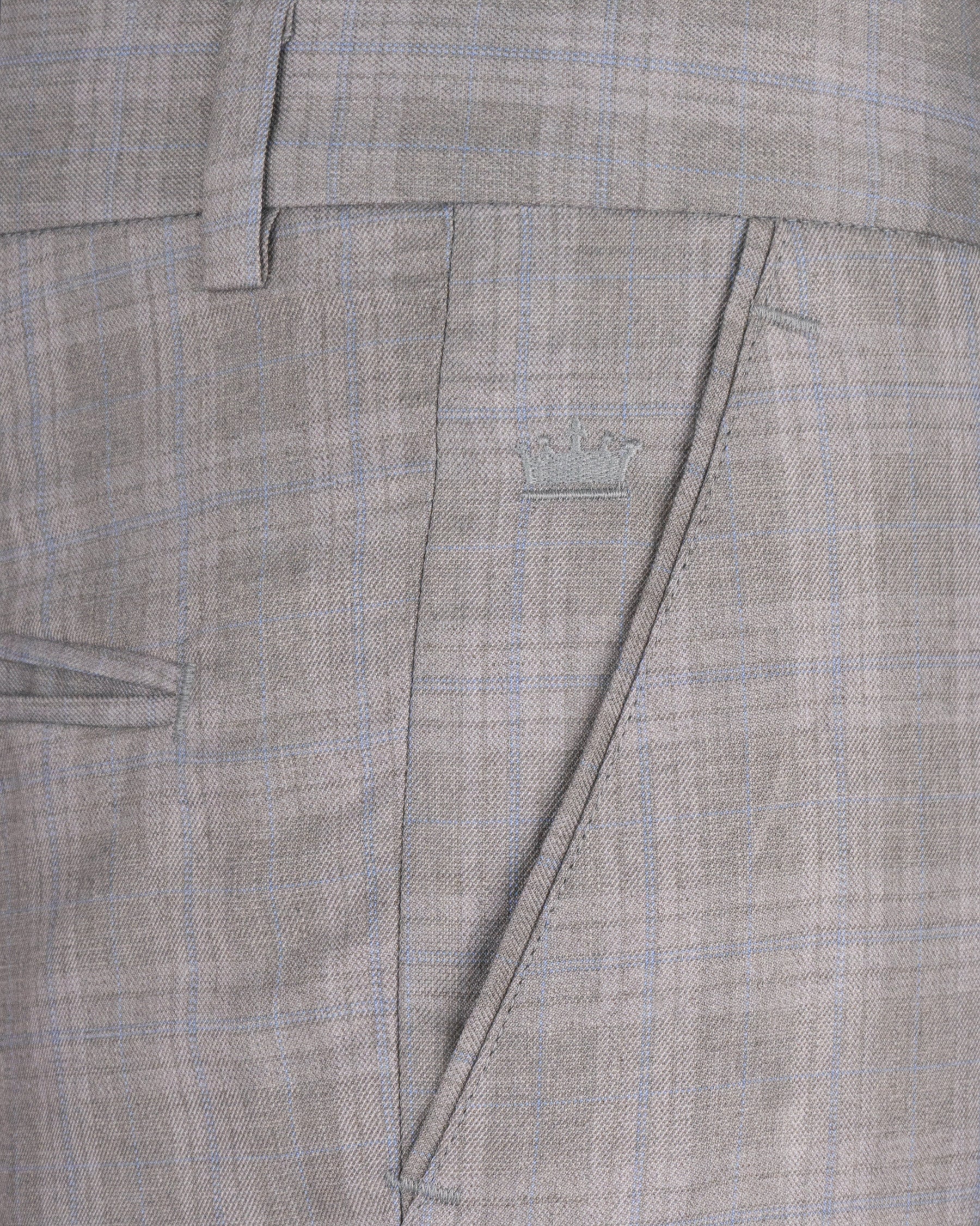 Nobel Grey Subtle Plaid Wool Rich Pant