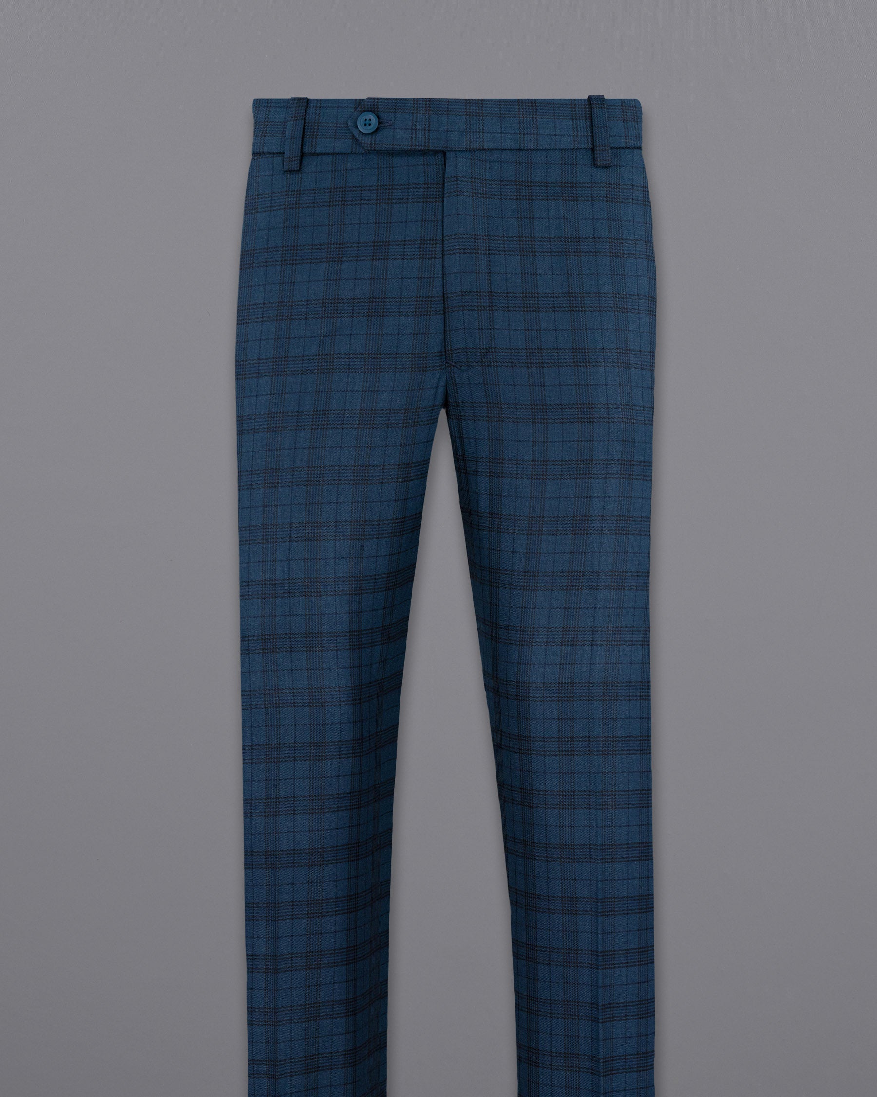 Nile Blue Plaid Wool Rich Pant