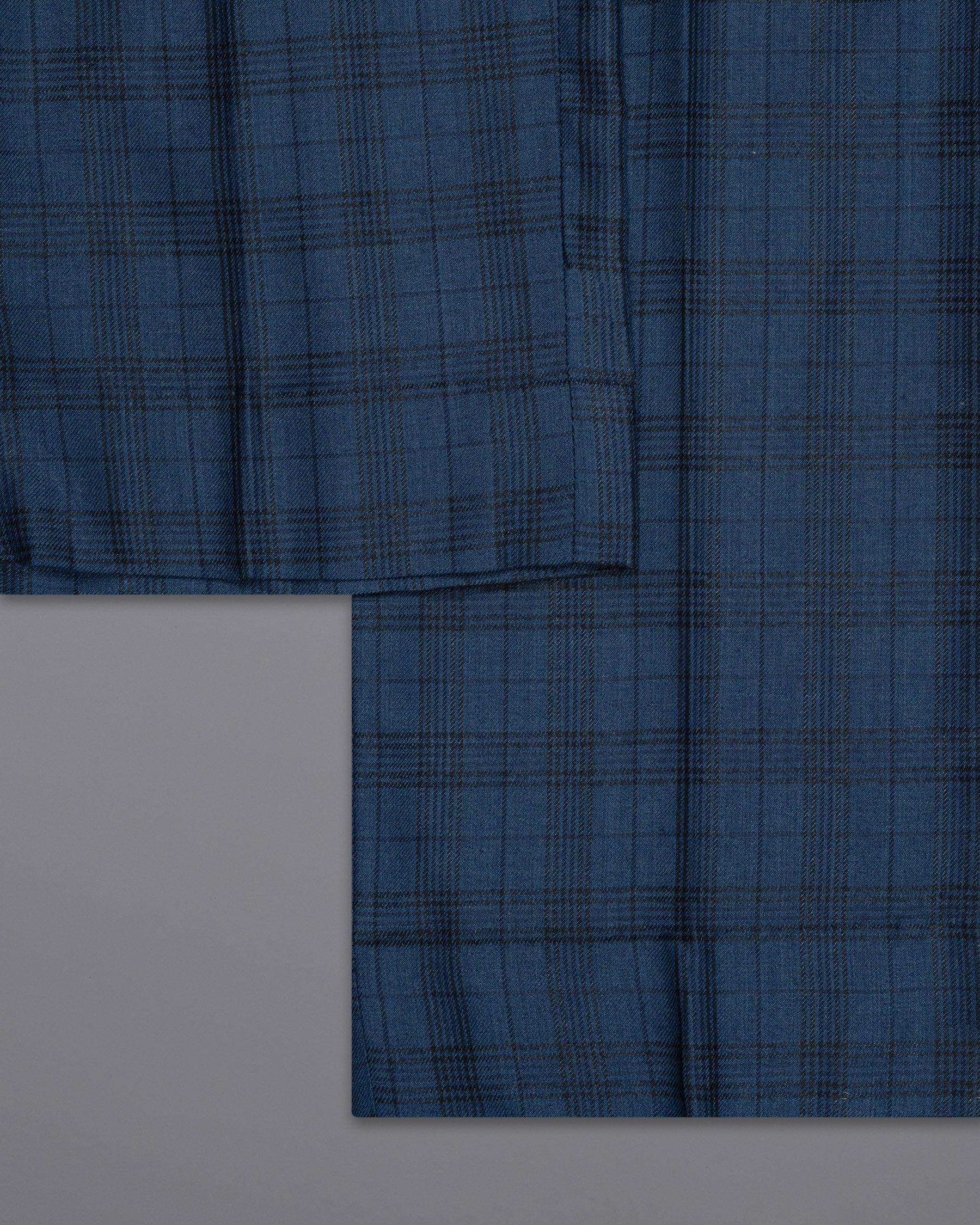 Nile Blue Plaid Wool Rich Pant