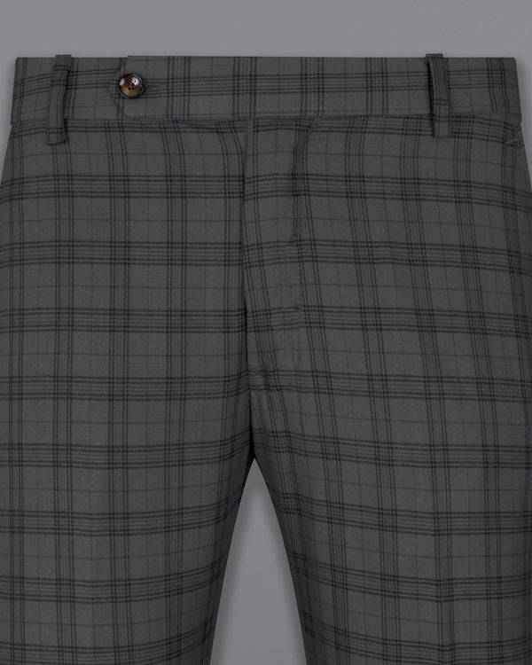 Masala Grey Plaid Wool Rich Pant