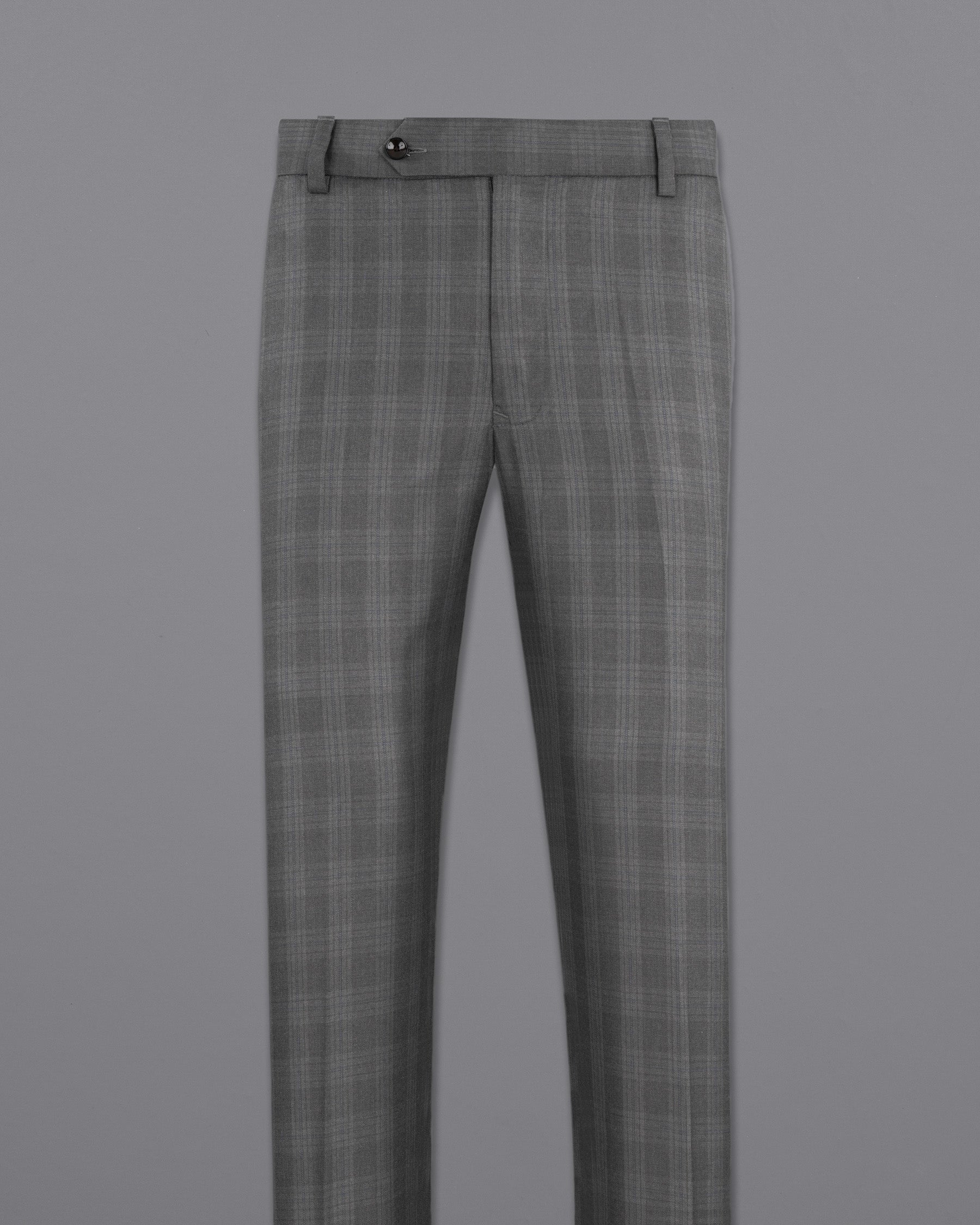 Gravel Grey Subtle Plaid Wool Rich Pant