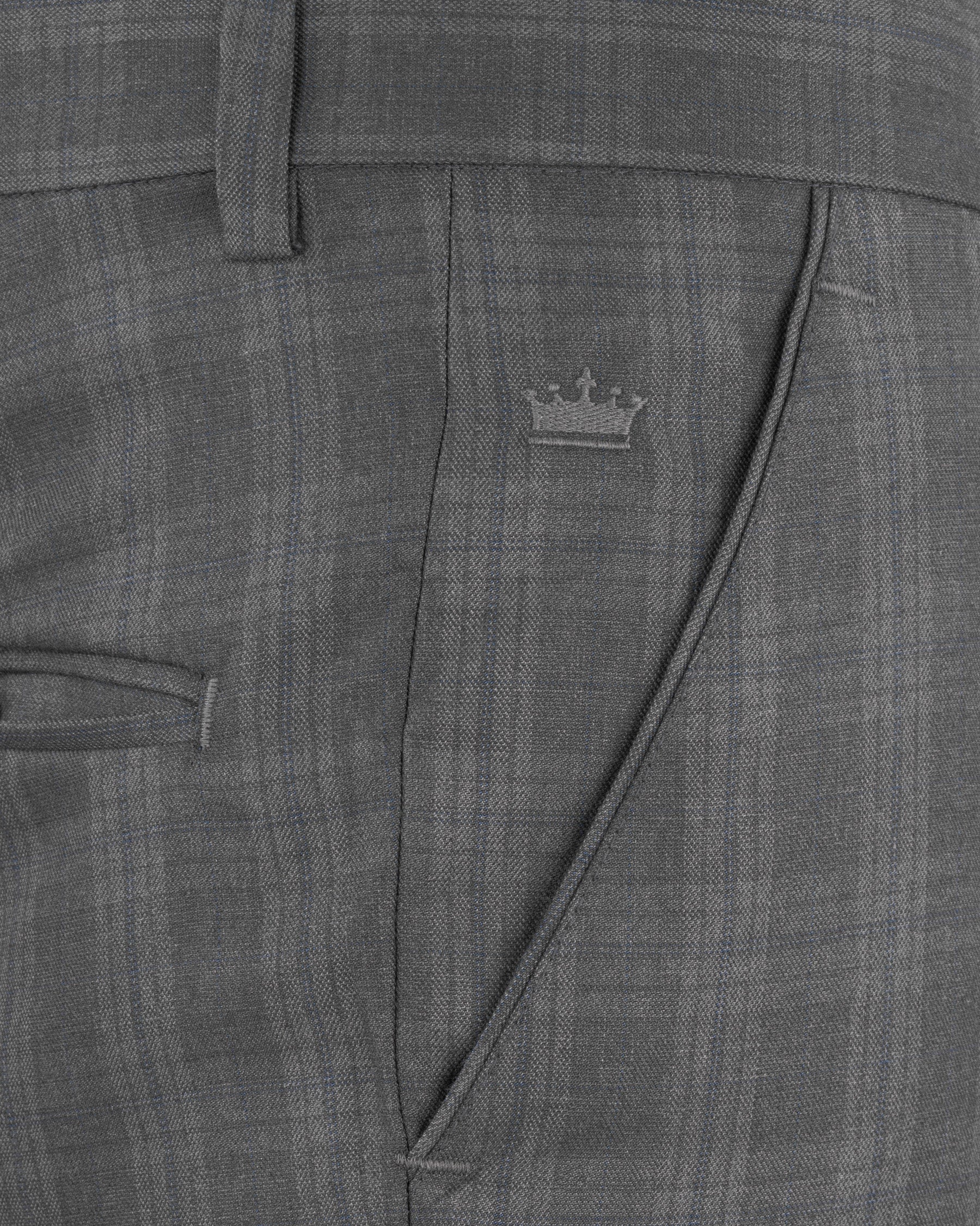 Gravel Grey Subtle Plaid Wool Rich Pant